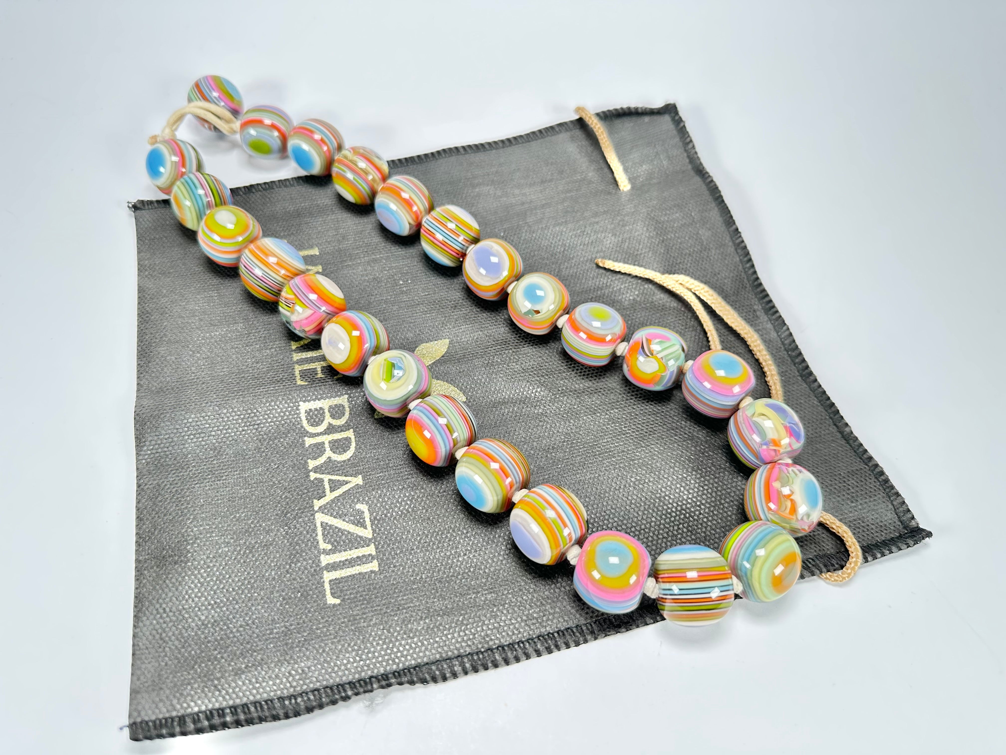 Jackie Brazil "Cat Eyes" Mix Colours Liquorice Balls Resin Necklace 50cm ( N0894 )