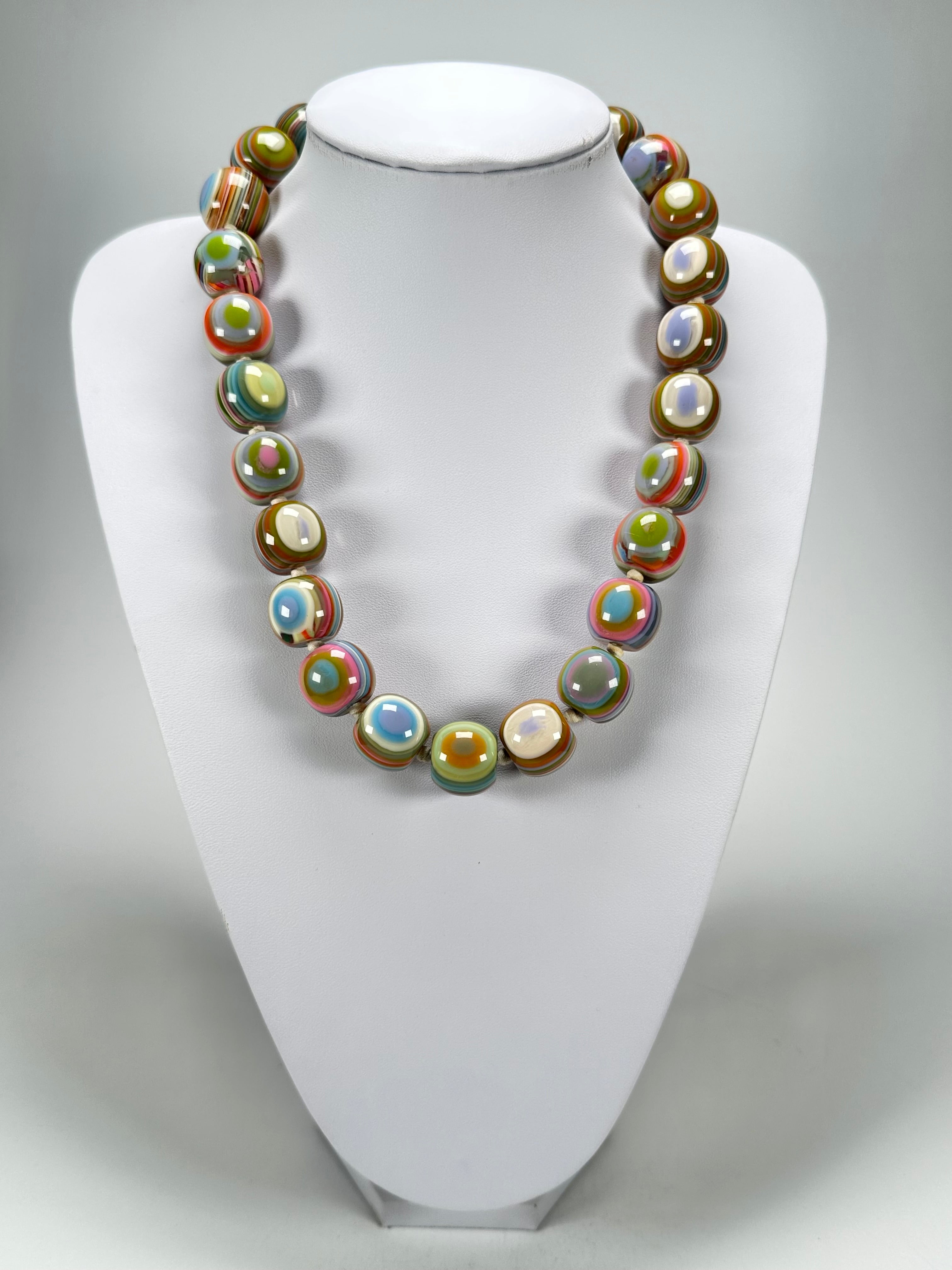 Jackie Brazil "Cat Eyes" Mix Colours Liquorice Balls Resin Necklace 50cm ( N0894 )