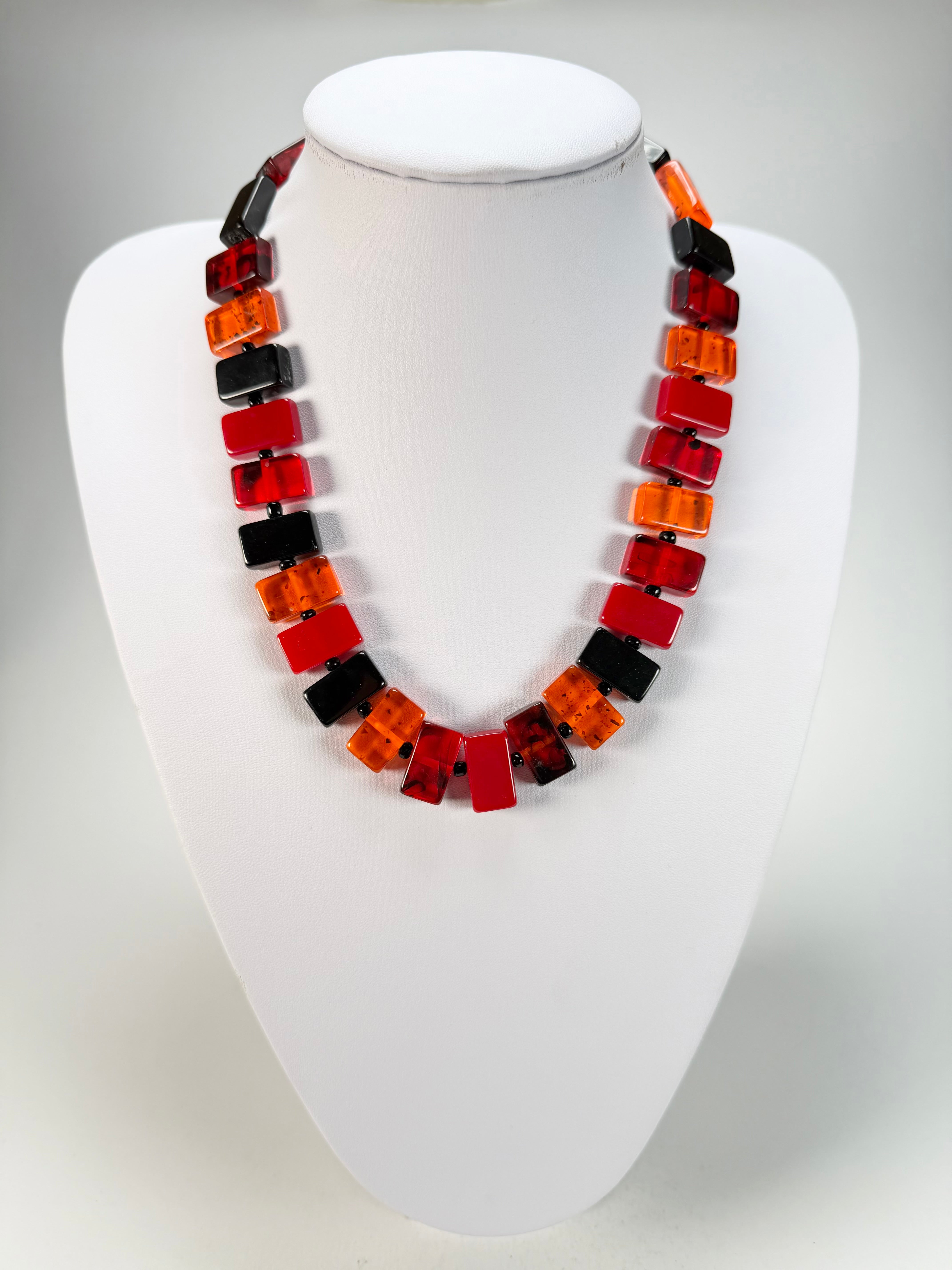 Jackie Brazil "Romeo" Passion Mix Linked Rectangle Beads Necklace ( N0034 )