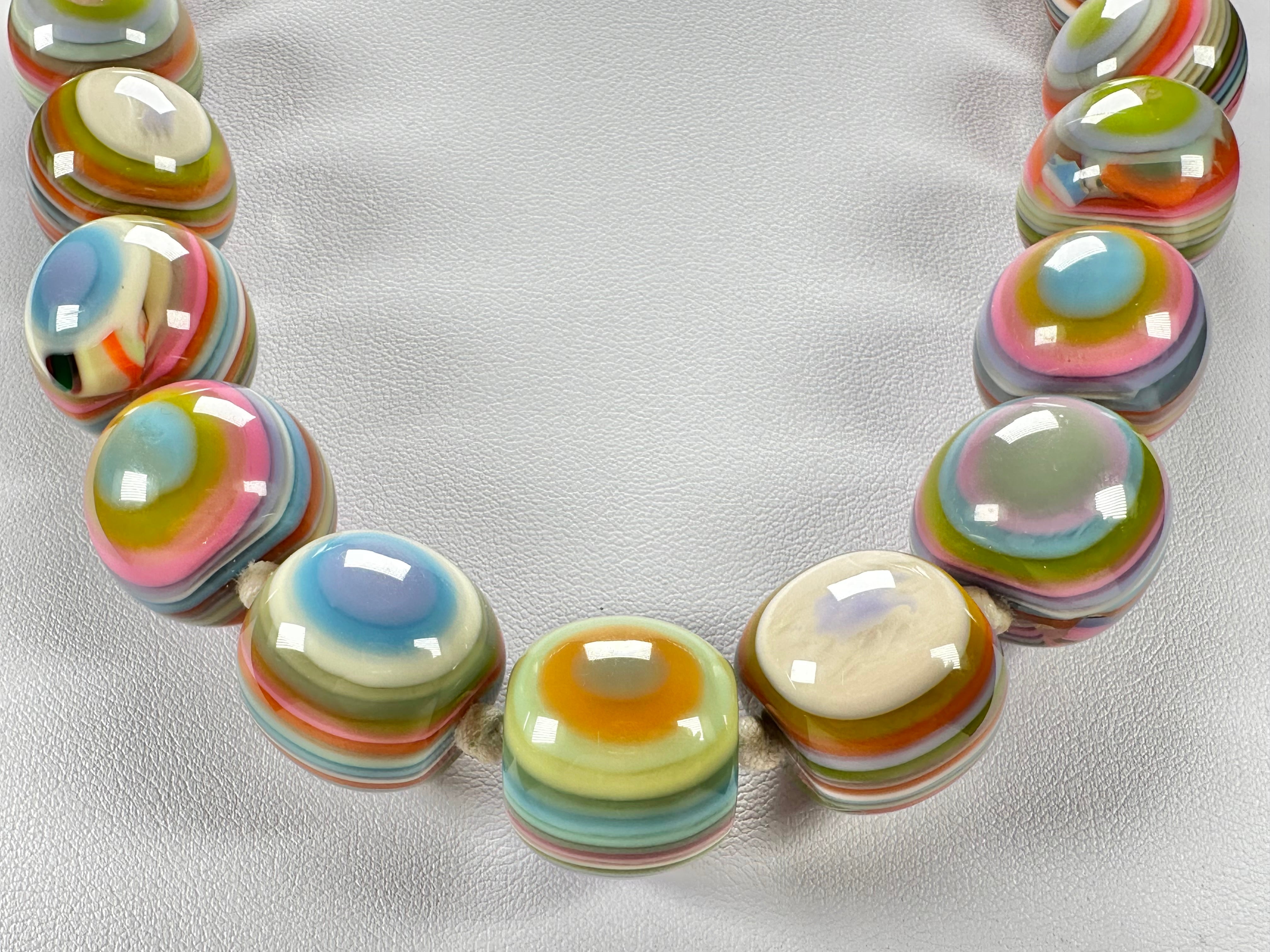 Jackie Brazil "Cat Eyes" Mix Colours Liquorice Balls Resin Necklace 50cm ( N0894 )