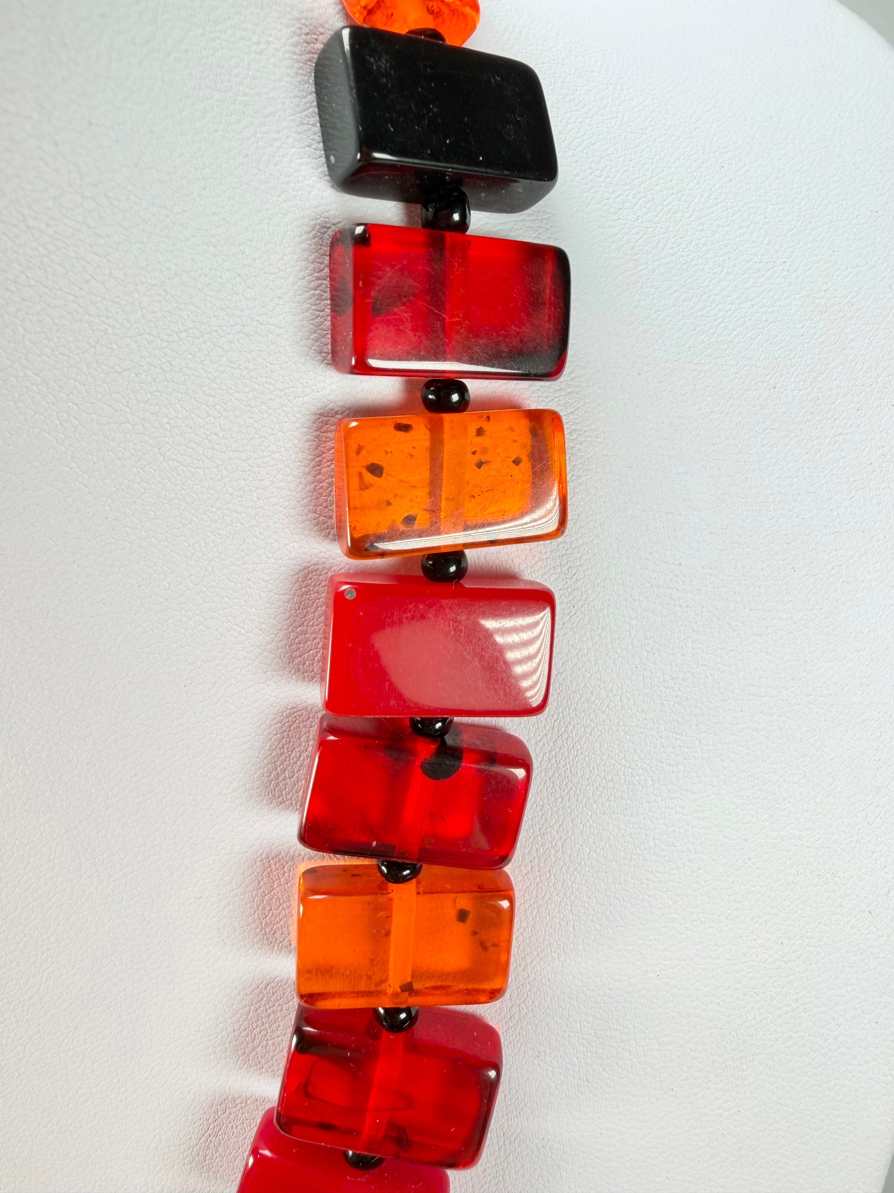 Jackie Brazil "Romeo" Passion Mix Linked Rectangle Beads Necklace ( N0034 )