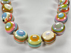 Jackie Brazil "Cat Eyes" Mix Colours Liquorice Balls Resin Necklace 50cm ( N0894 )