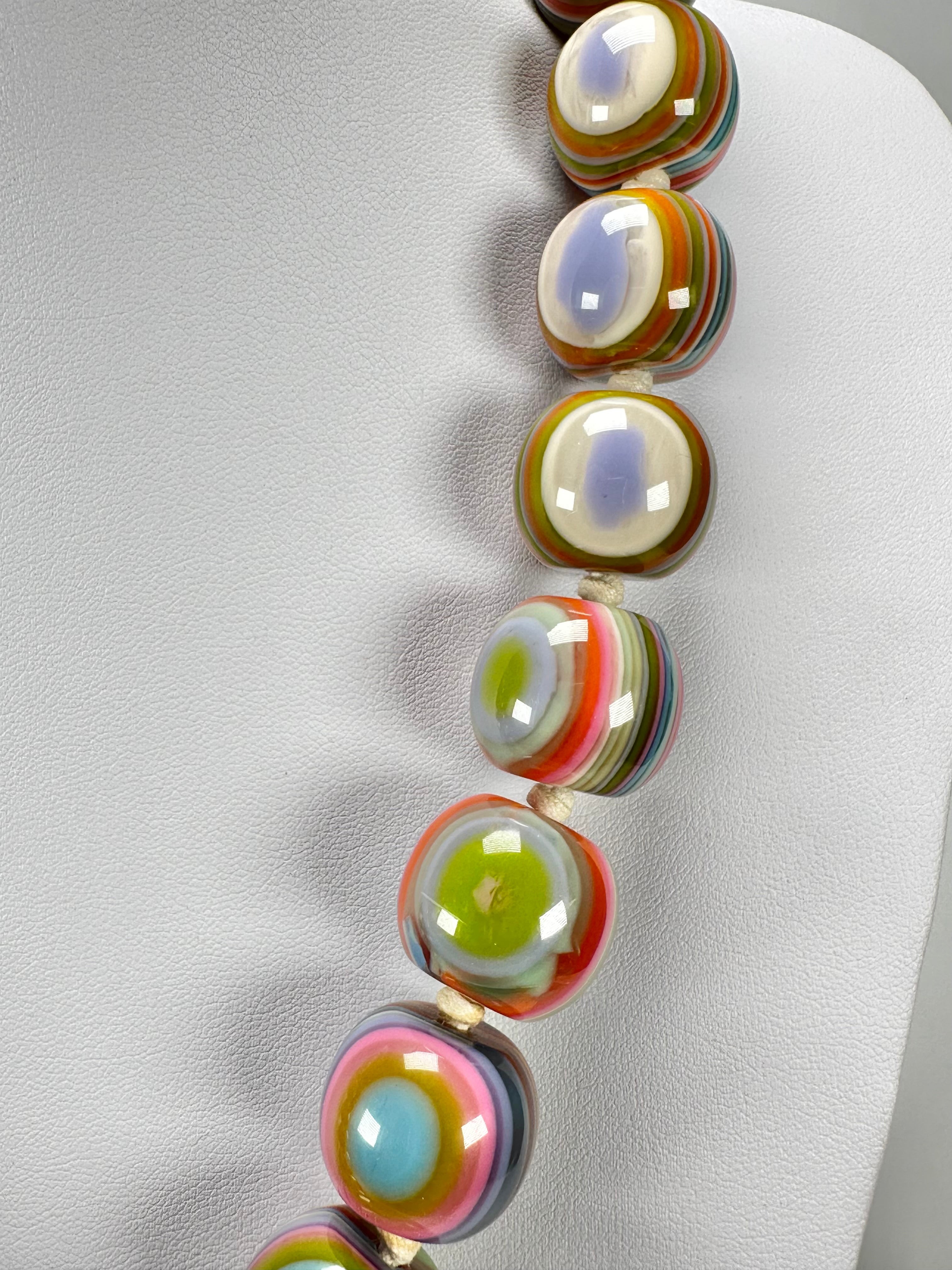 Jackie Brazil "Cat Eyes" Mix Colours Liquorice Balls Resin Necklace 50cm ( N0894 )