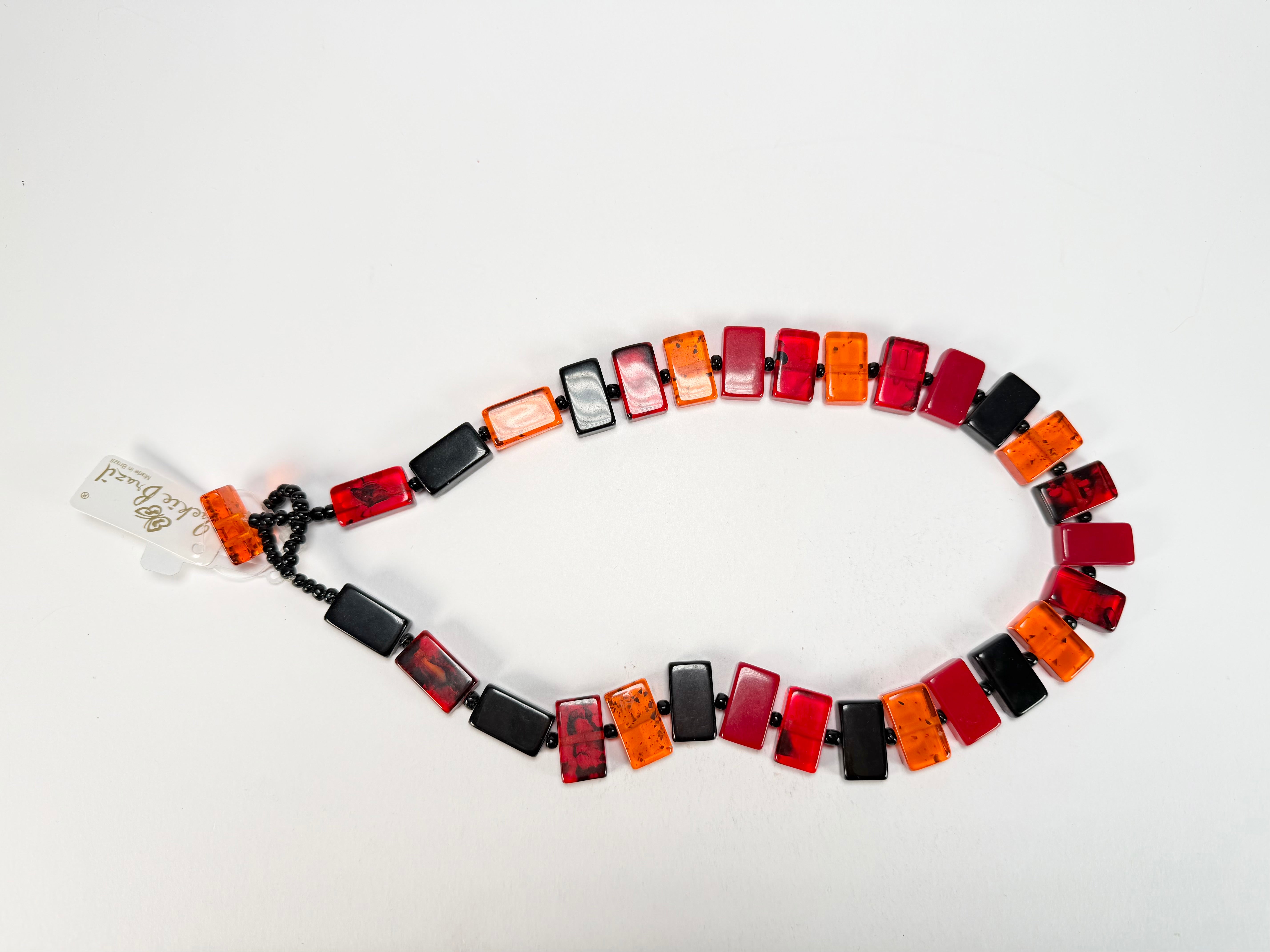 Jackie Brazil "Romeo" Passion Mix Linked Rectangle Beads Necklace ( N0034 )