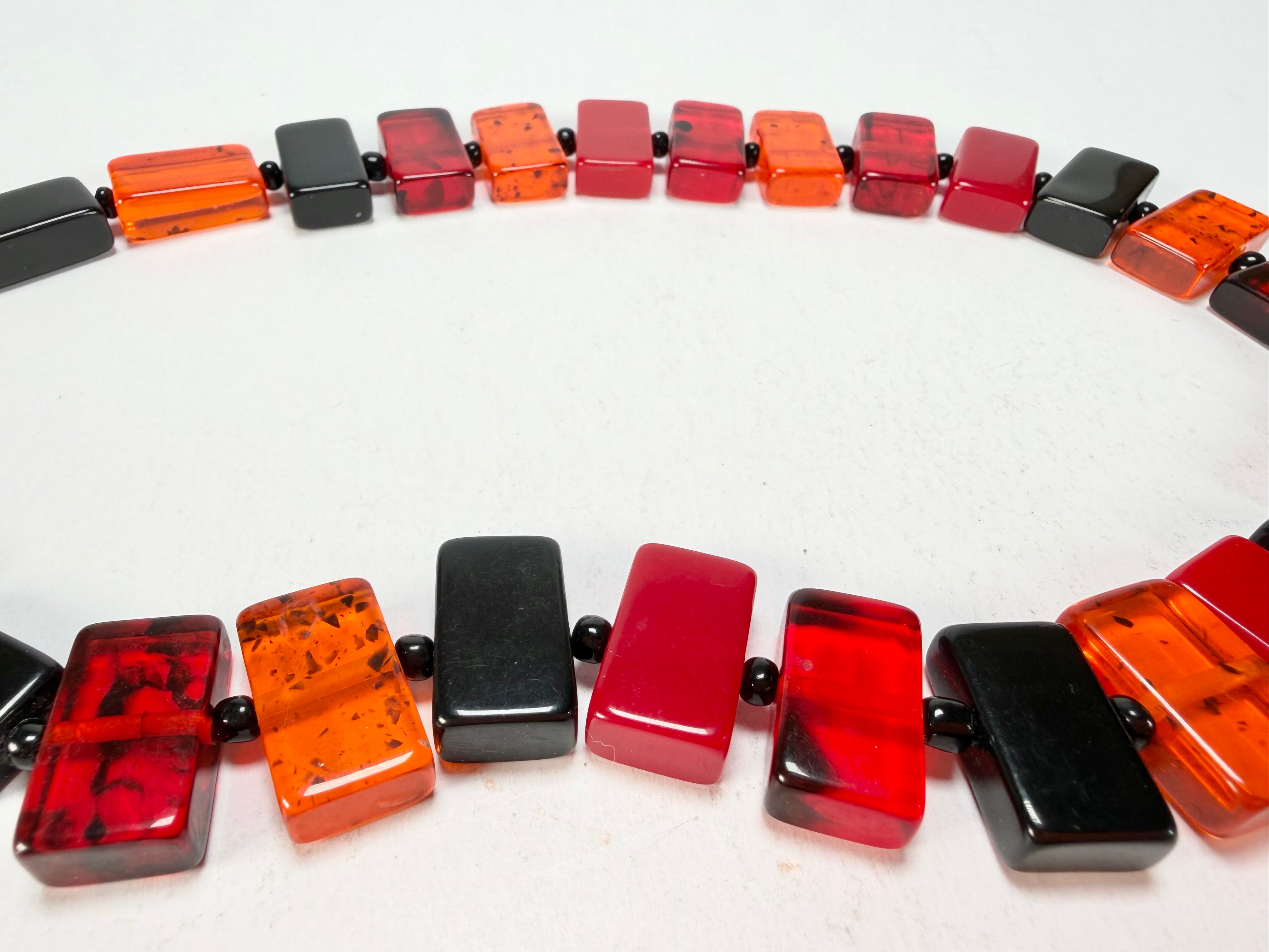 Jackie Brazil "Romeo" Passion Mix Linked Rectangle Beads Necklace ( N0034 )