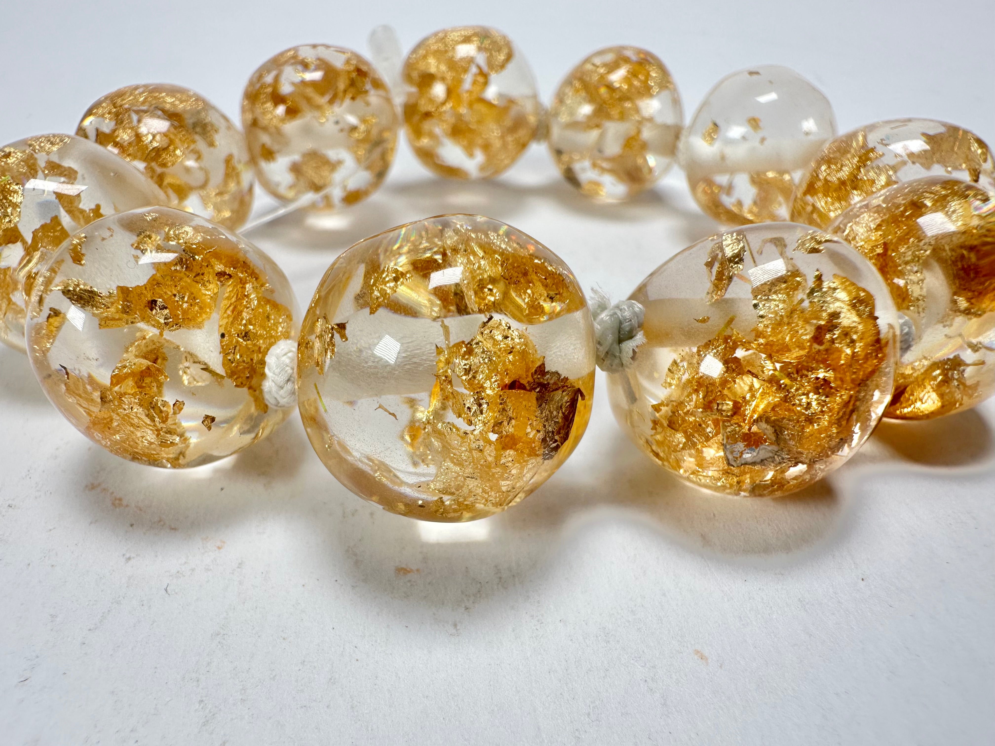 Jackie Brazil "Lola" Medium Spheres Gold Flakes Bracelet ( B2695 )