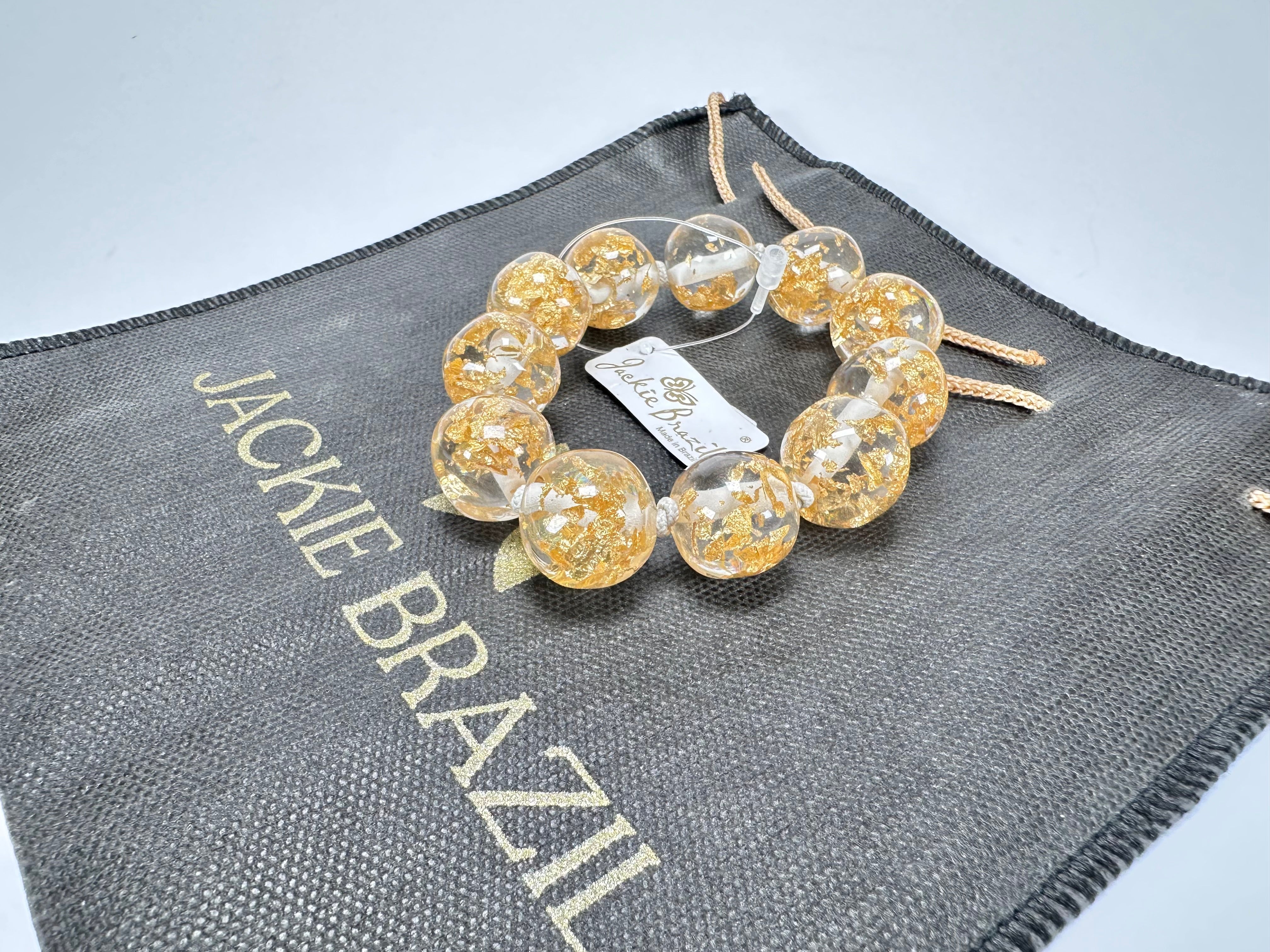 Jackie Brazil "Lola" Medium Spheres Gold Flakes Bracelet ( B2695 )