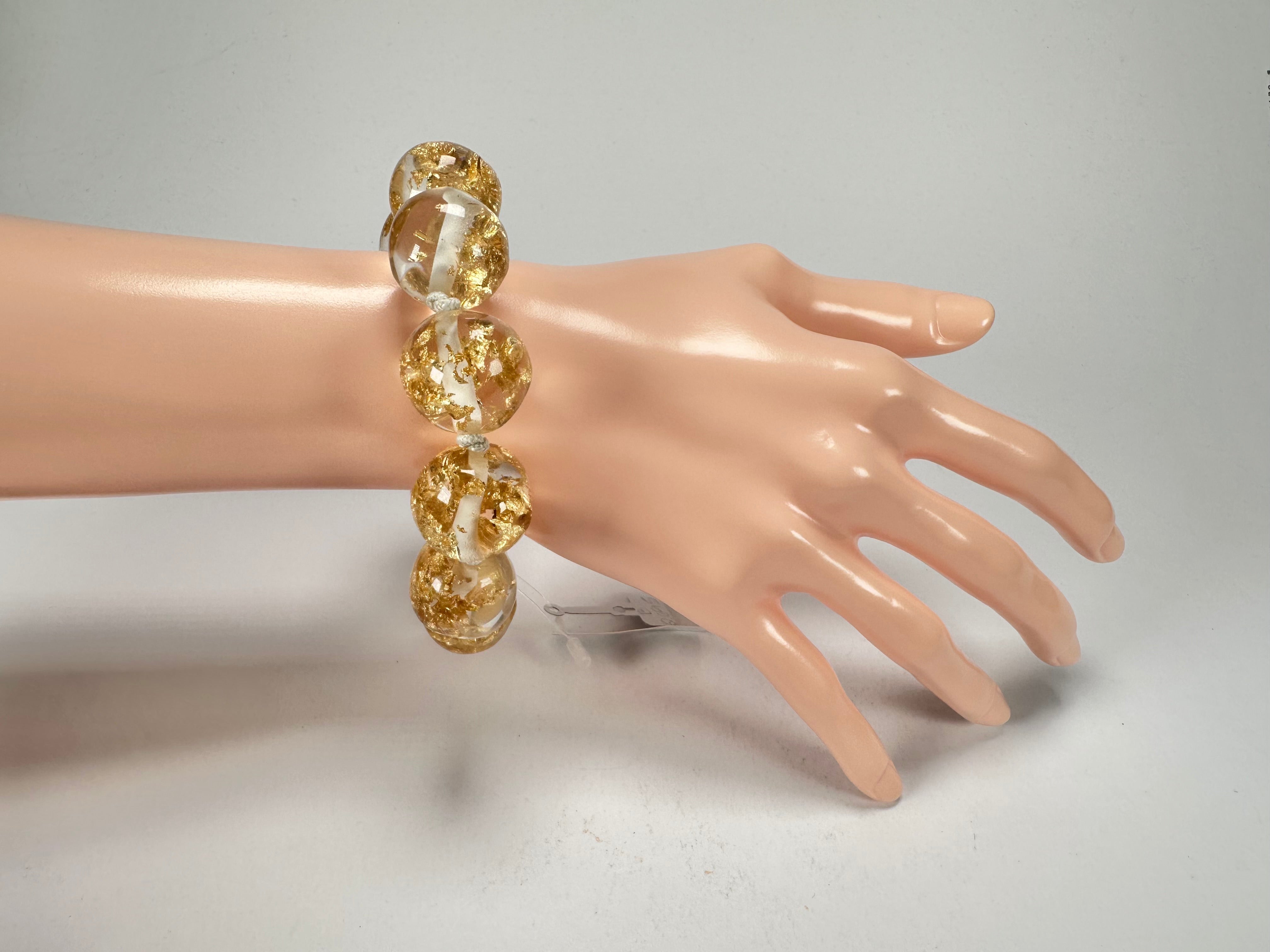 Jackie Brazil "Lola" Medium Spheres Gold Flakes Bracelet ( B2695 )