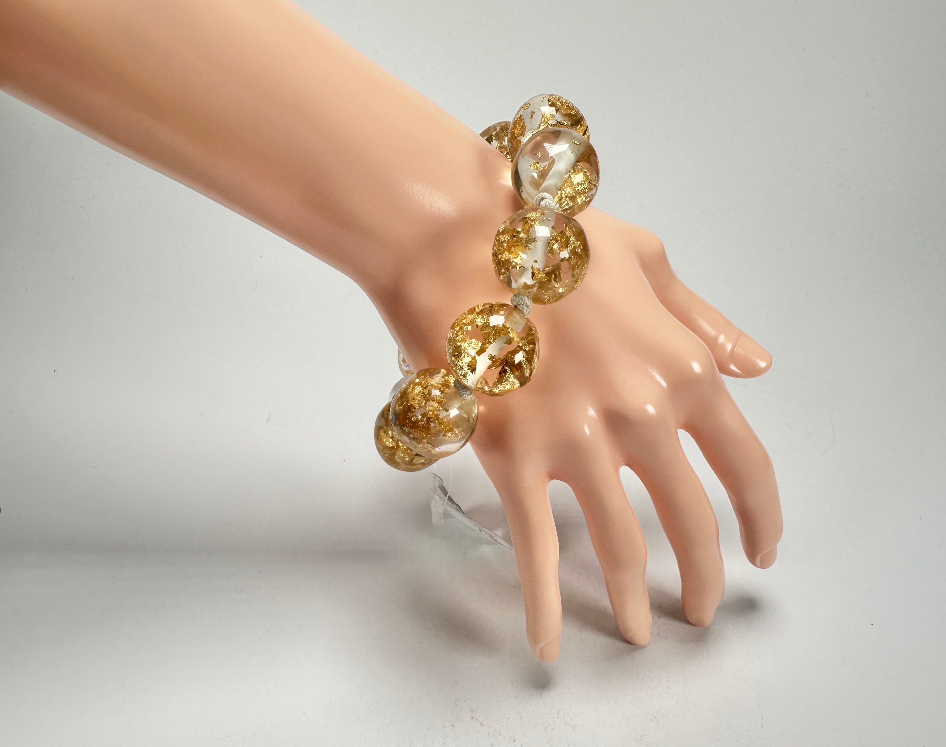Jackie Brazil "Lola" Medium Spheres Gold Flakes Bracelet ( B2695 )