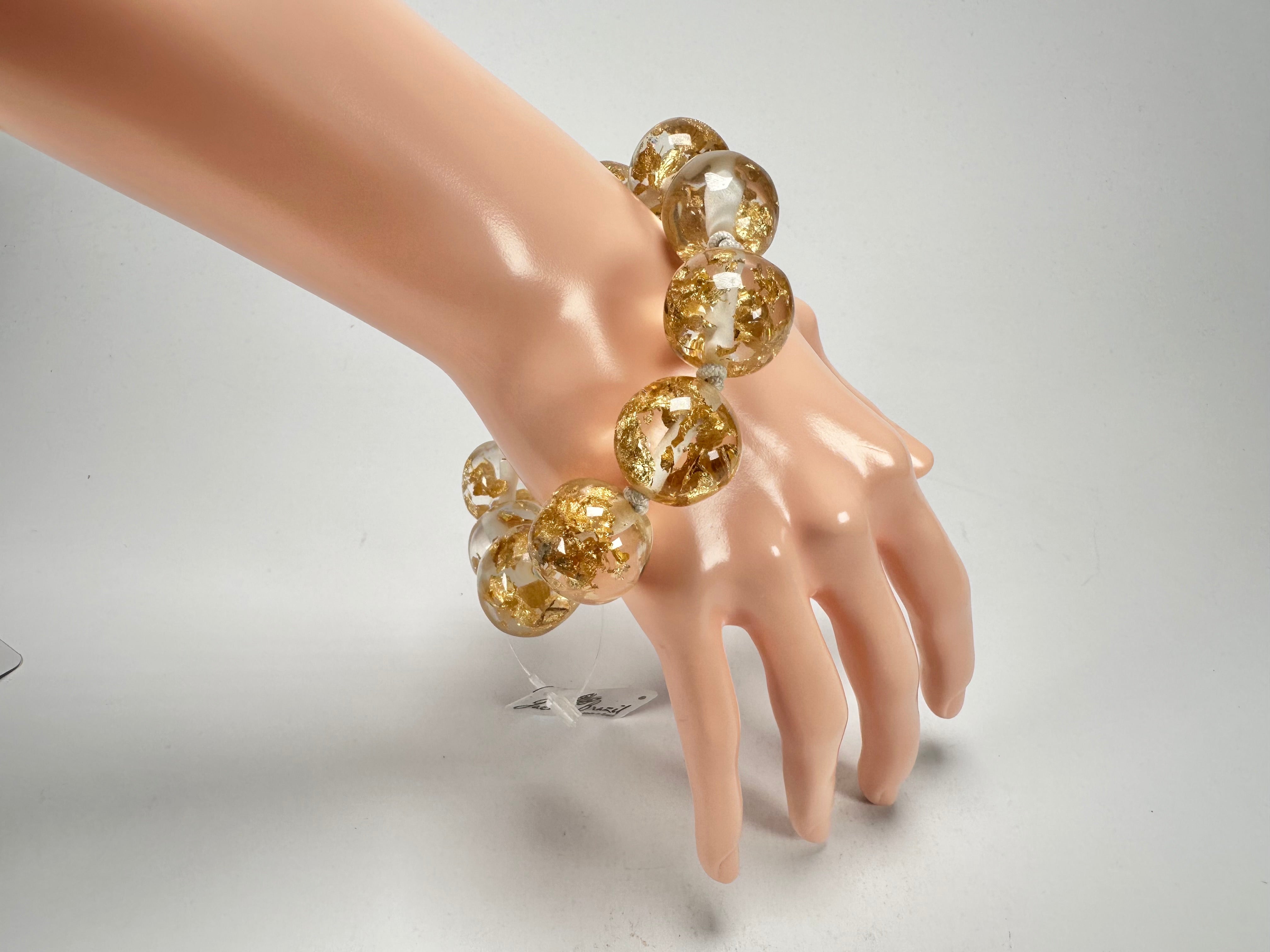 Jackie Brazil "Lola" Medium Spheres Gold Flakes Bracelet ( B2695 )