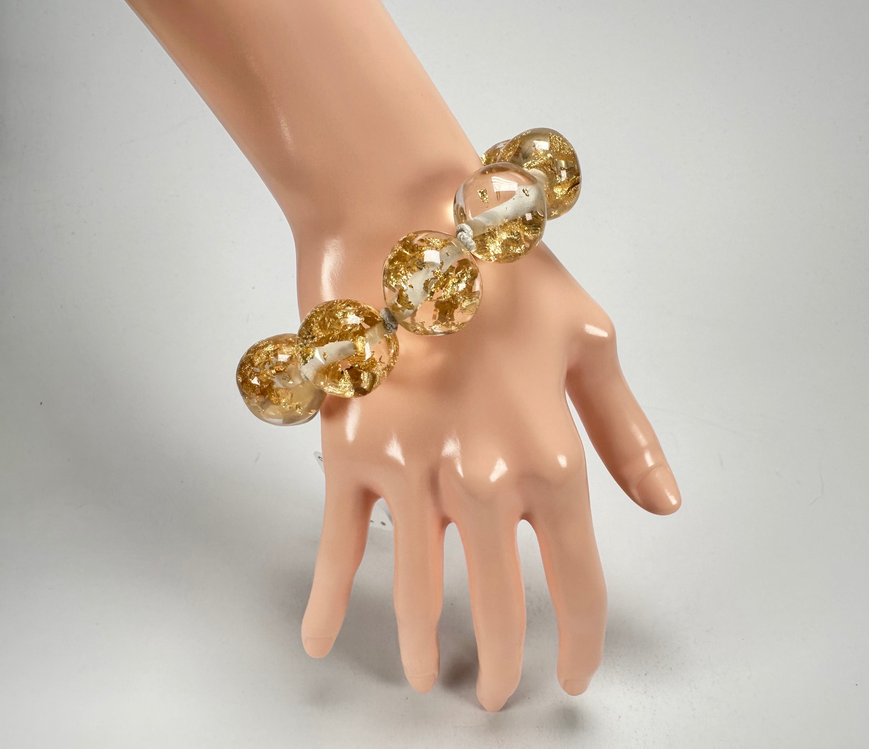 Jackie Brazil "Lola" Medium Spheres Gold Flakes Bracelet ( B2695 )