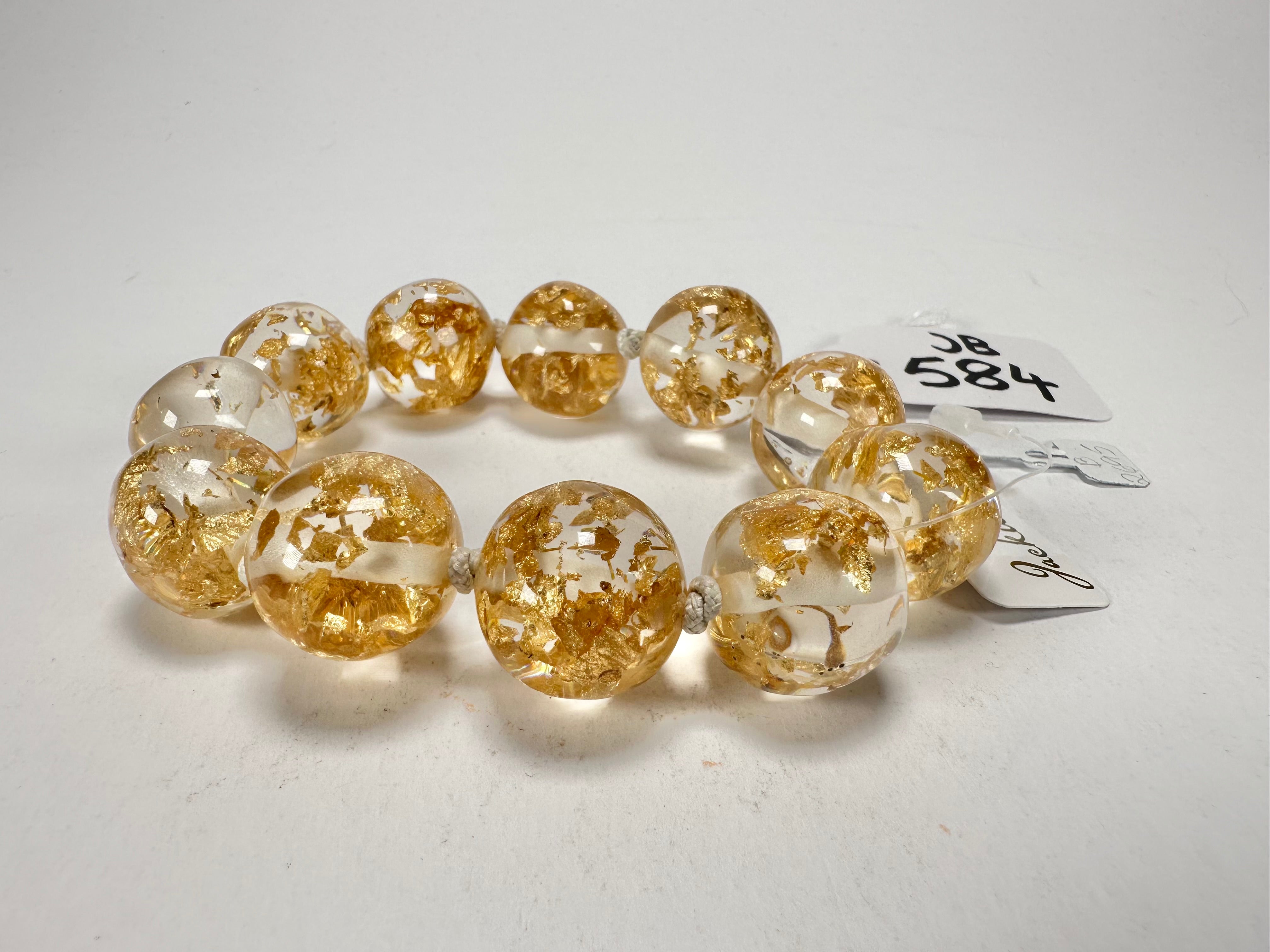 Jackie Brazil "Lola" Medium Spheres Gold Flakes Bracelet ( B2695 )