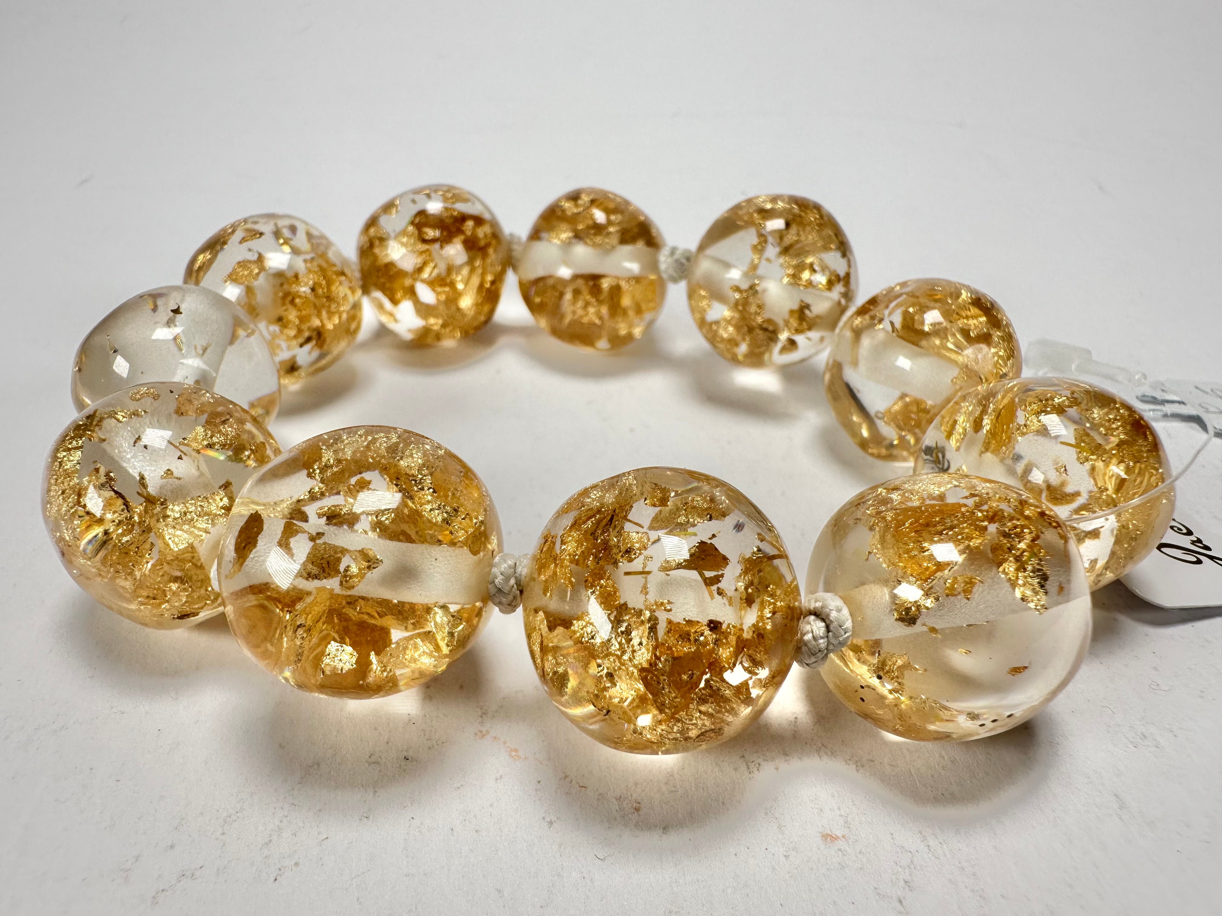 Jackie Brazil "Lola" Medium Spheres Gold Flakes Bracelet ( B2695 )