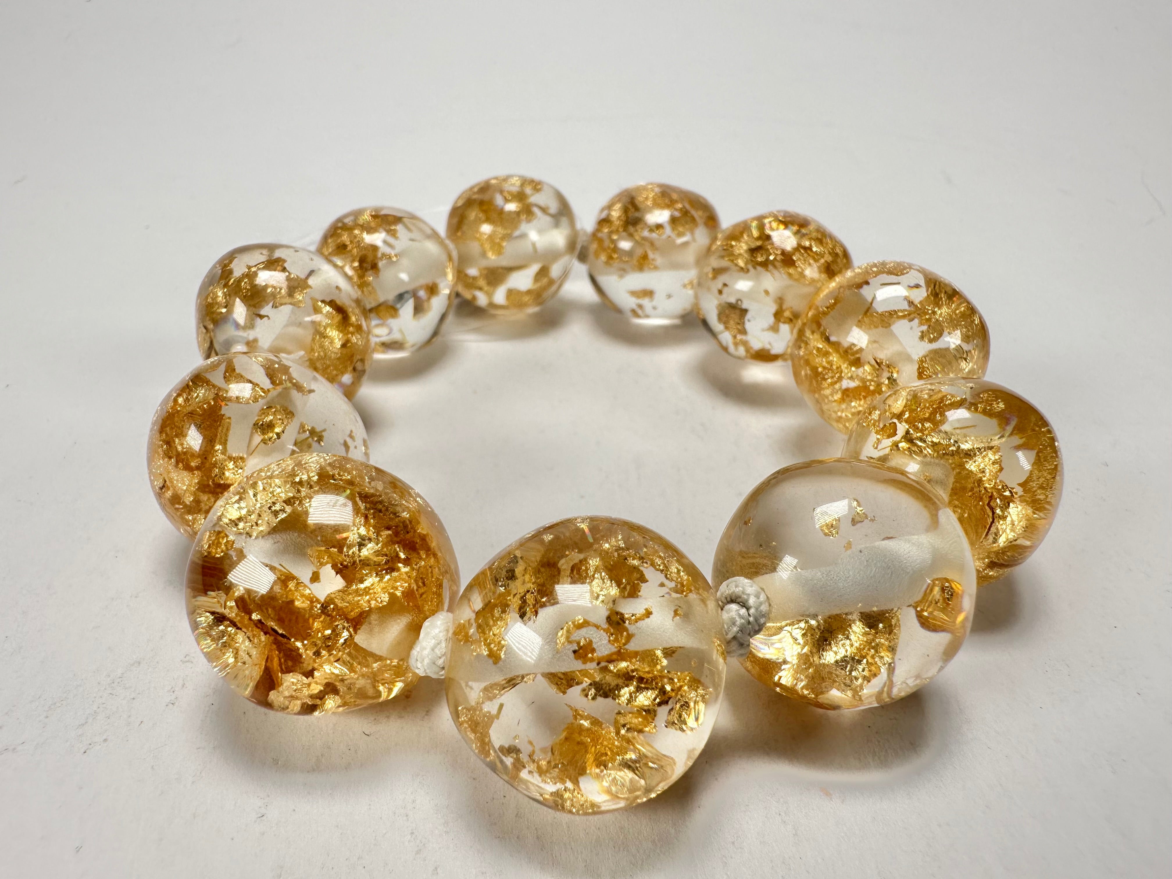 Jackie Brazil "Lola" Medium Spheres Gold Flakes Bracelet ( B2695 )