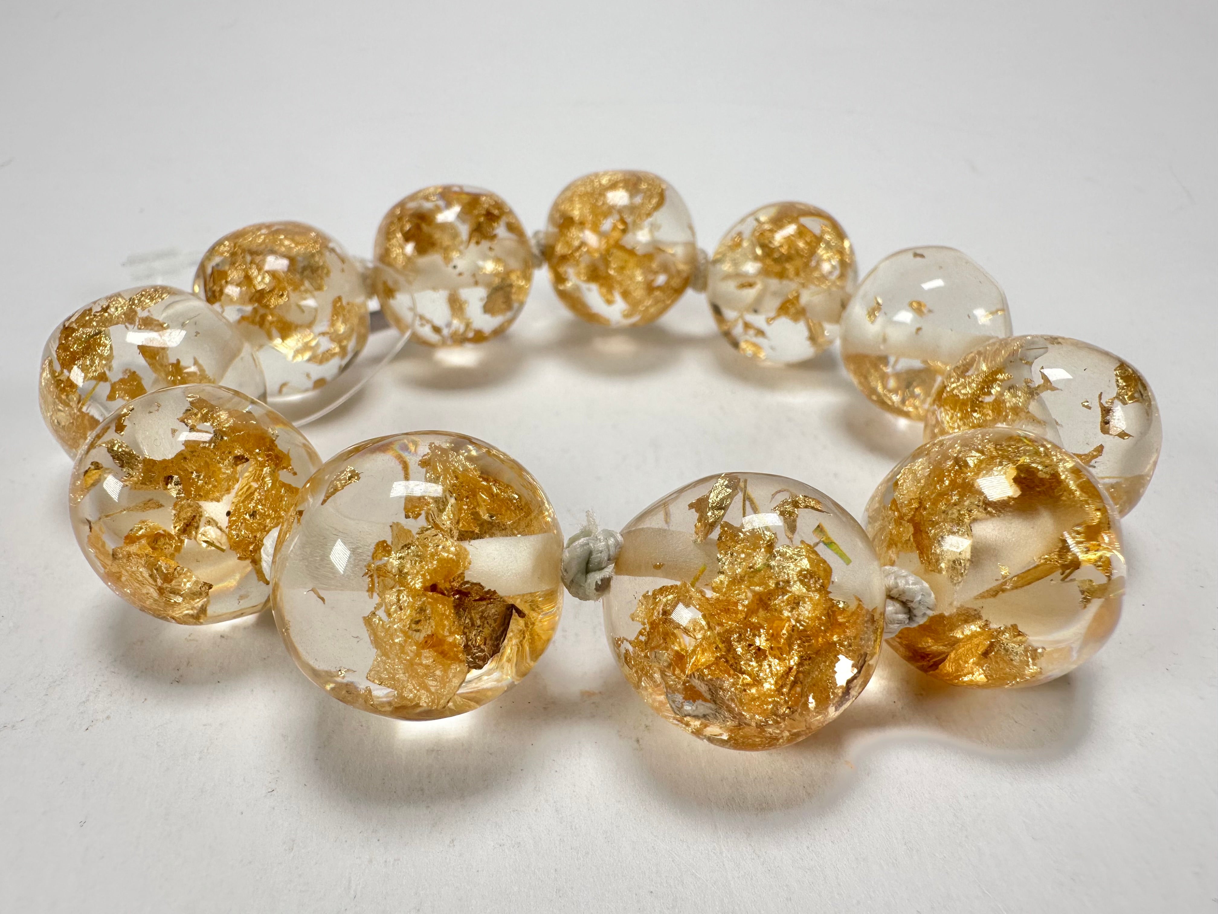 Jackie Brazil "Lola" Medium Spheres Gold Flakes Bracelet ( B2695 )