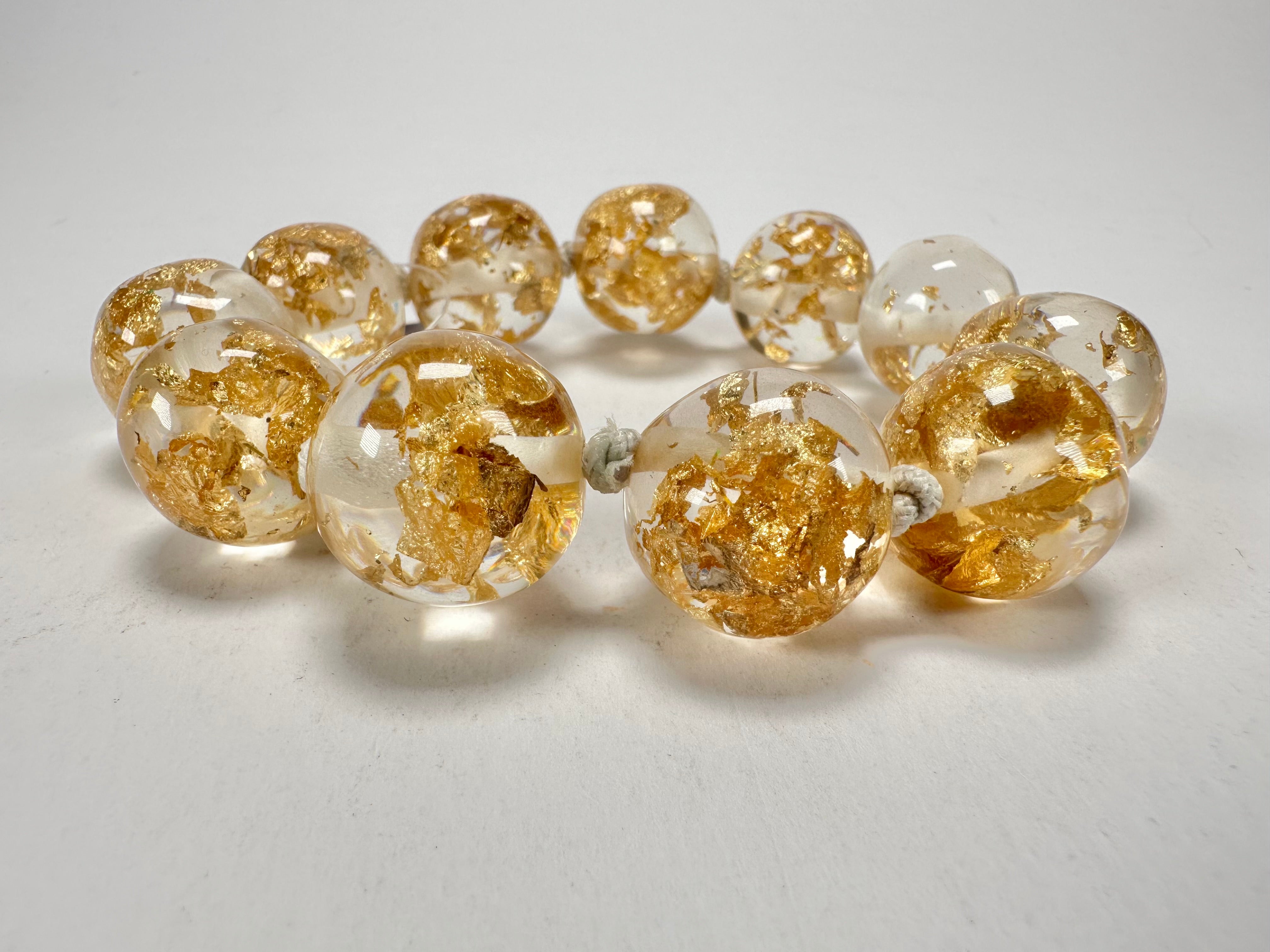 Jackie Brazil "Lola" Medium Spheres Gold Flakes Bracelet ( B2695 )