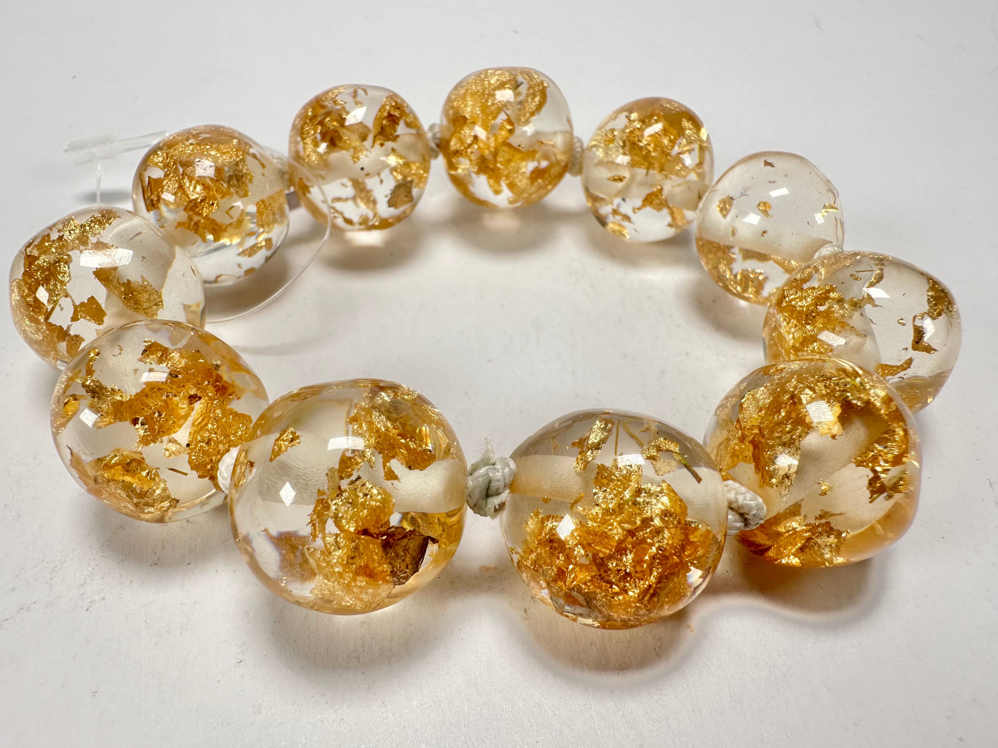 Jackie Brazil "Lola" Medium Spheres Gold Flakes Bracelet ( B2695 )
