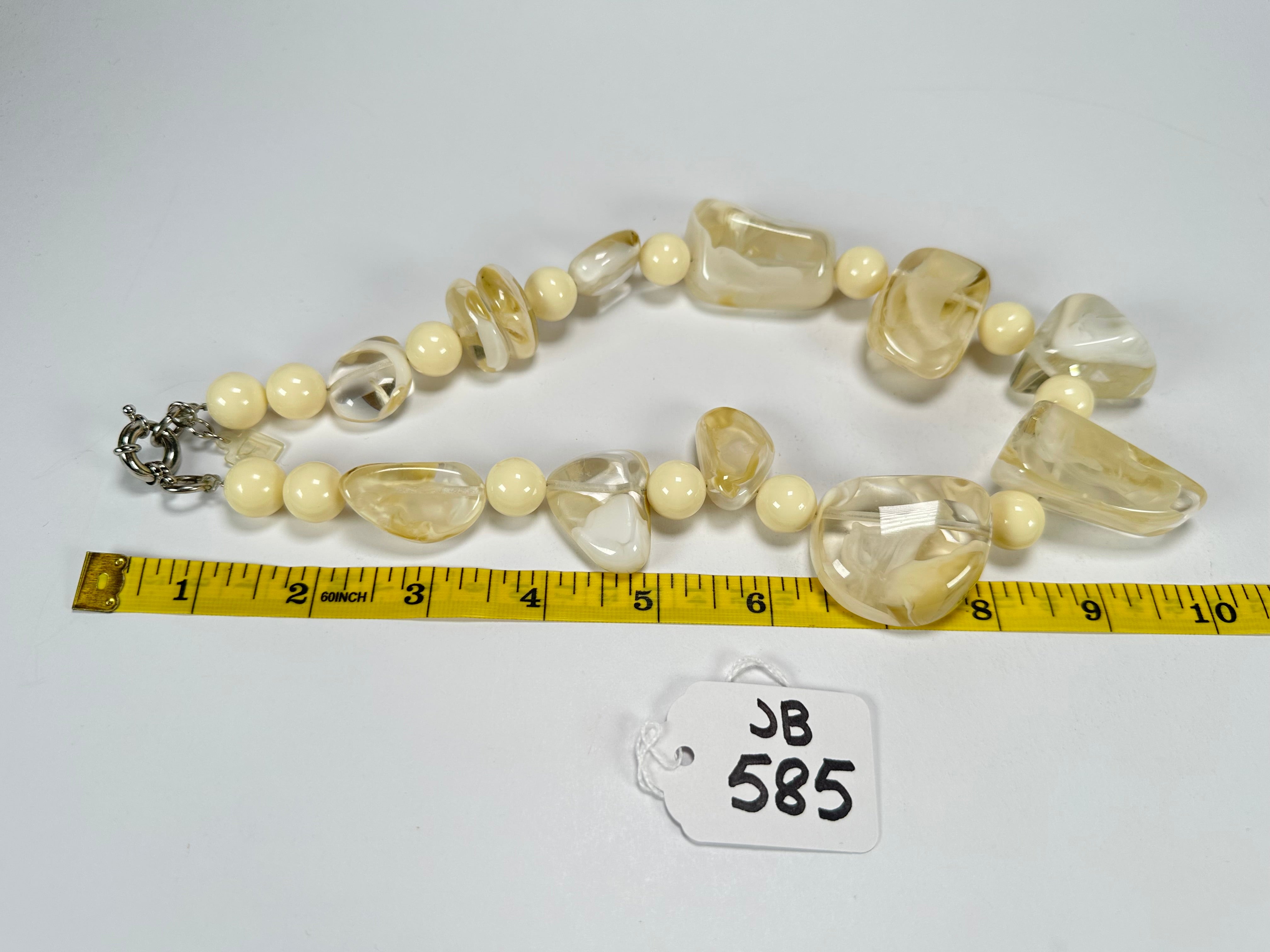 Jackie Brazil "Vesubio" Cream Marble Large Beads & Stones Necklace ( N1616 )