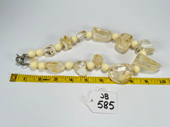 Jackie Brazil "Vesubio" Cream Marble Large Beads & Stones Necklace ( N1616 )