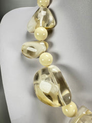 Jackie Brazil "Vesubio" Cream Marble Large Beads & Stones Necklace ( N1616 )