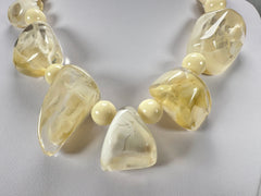 Jackie Brazil "Vesubio" Cream Marble Large Beads & Stones Necklace ( N1616 )