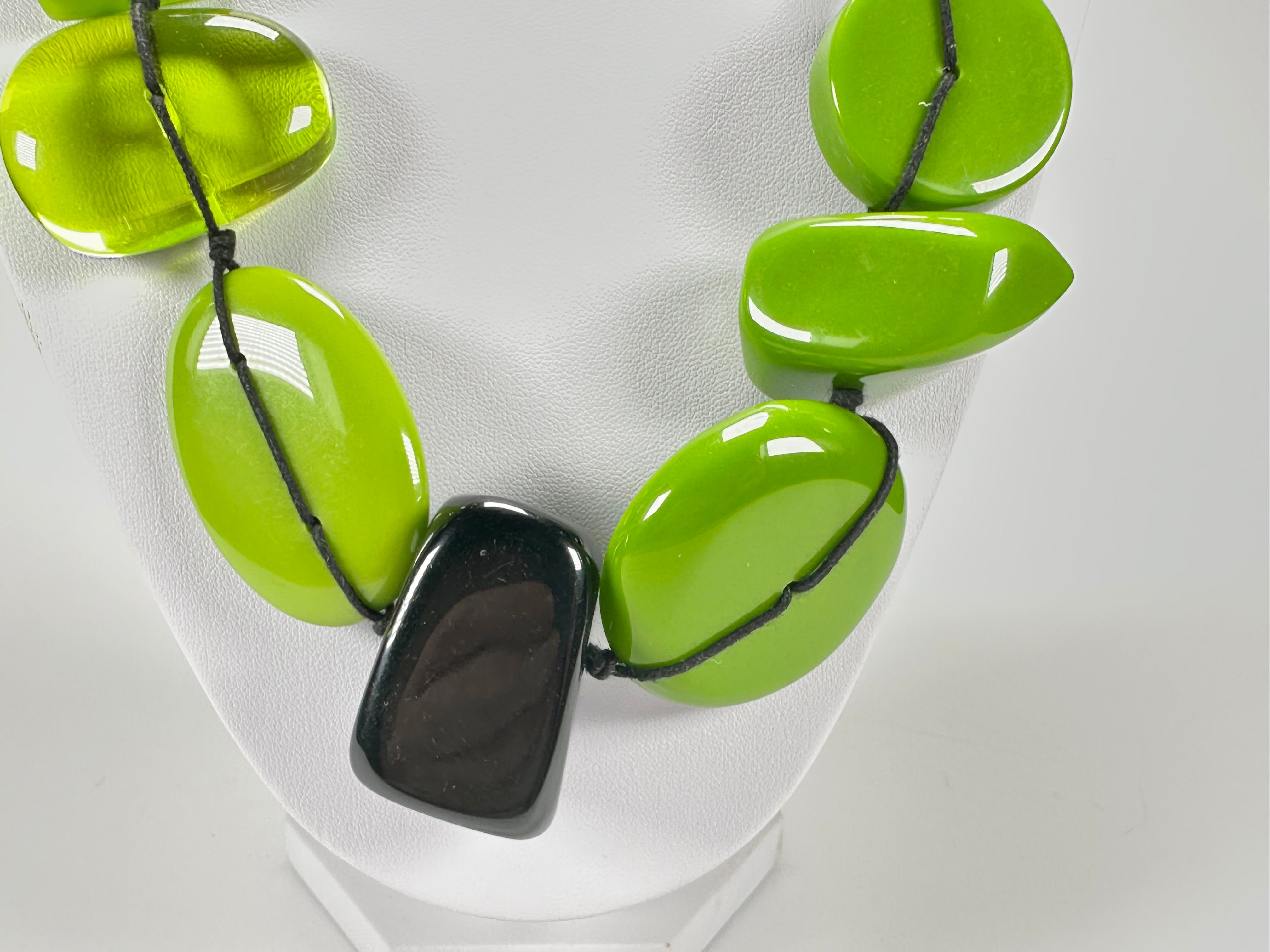 Jackie Brazil "Indiana" Light Green Multi-Bead Medium Resin 70cm Necklace ( N0033 )