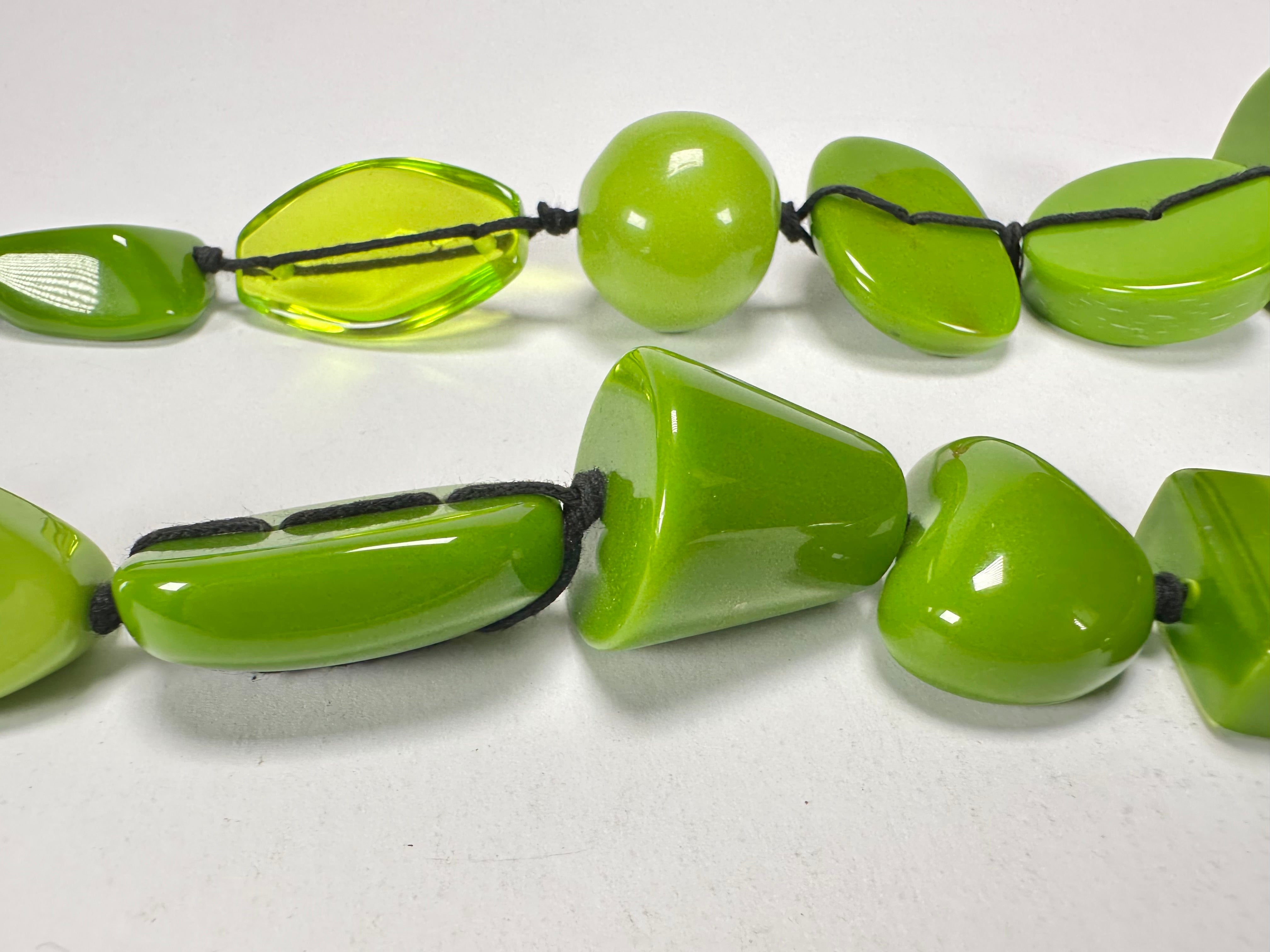 Jackie Brazil "Indiana" Light Green Multi-Bead Medium Resin 70cm Necklace ( N0033 )