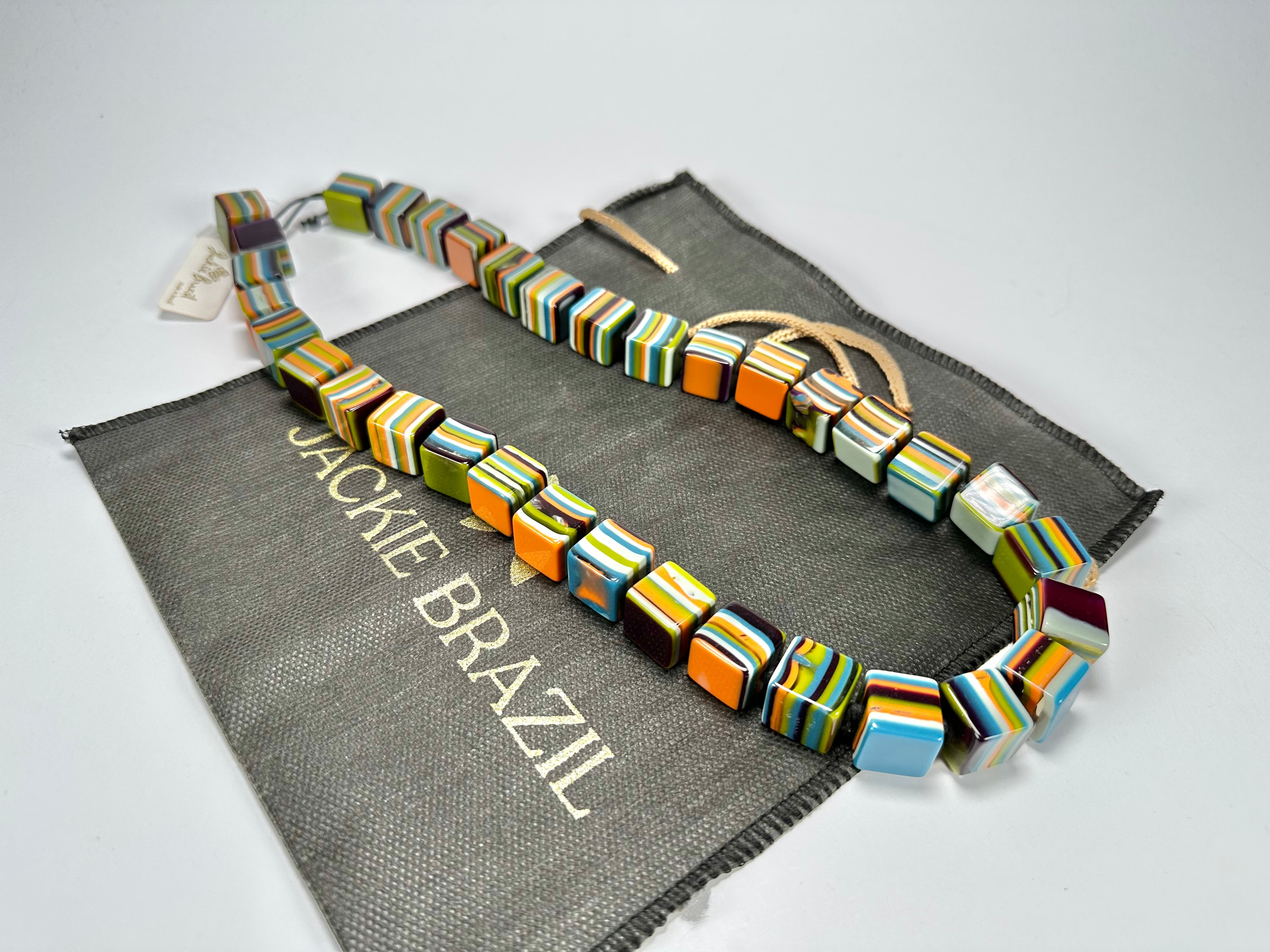 Jackie Brazil "POP" Liquorice Winter Mix Small Cubes 65cm Necklace ( N0046 )