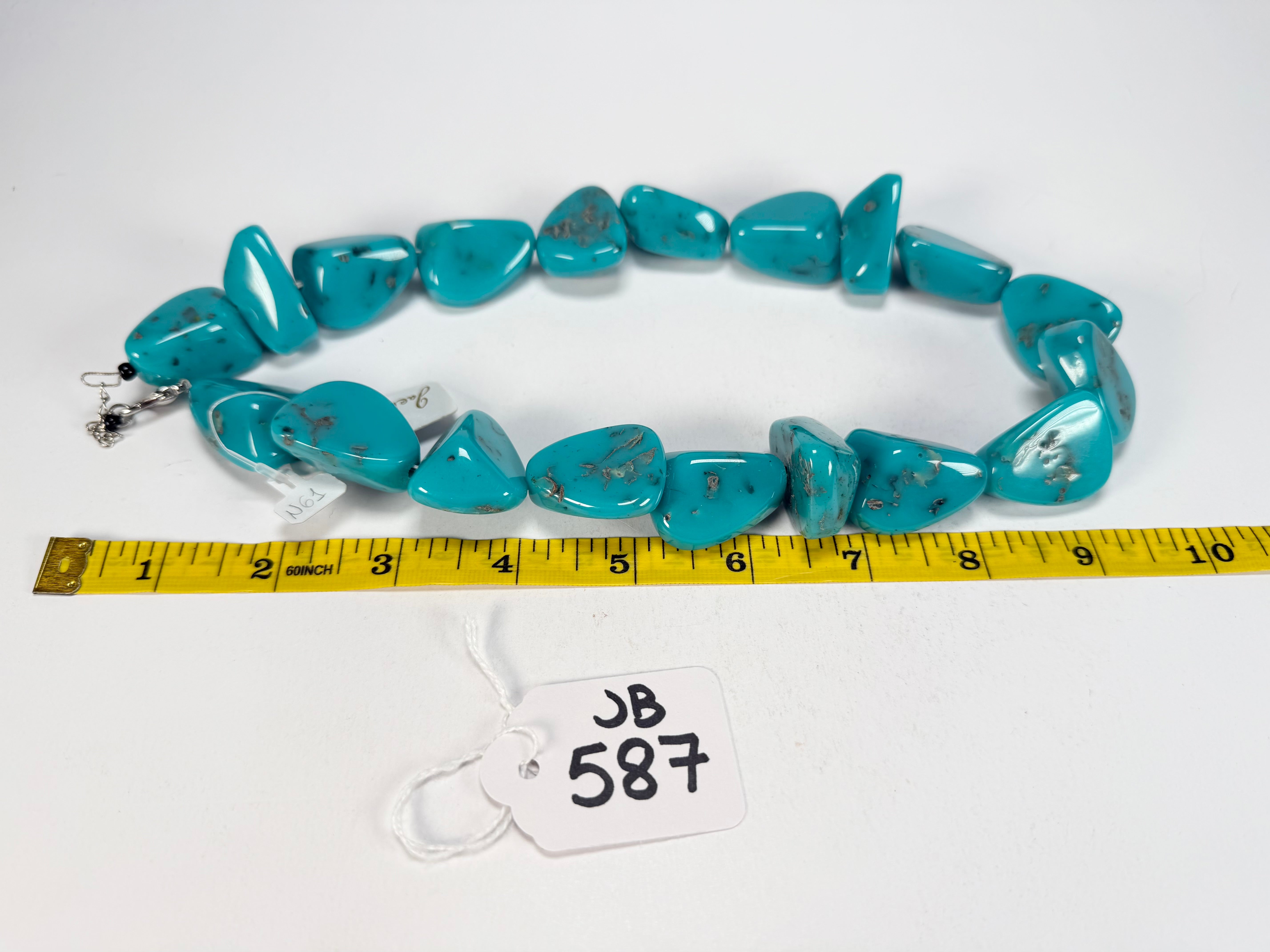 Jackie Brazil "Diamonds" Turquoise Flintstone Bone 55cm Necklace ( N0061 )