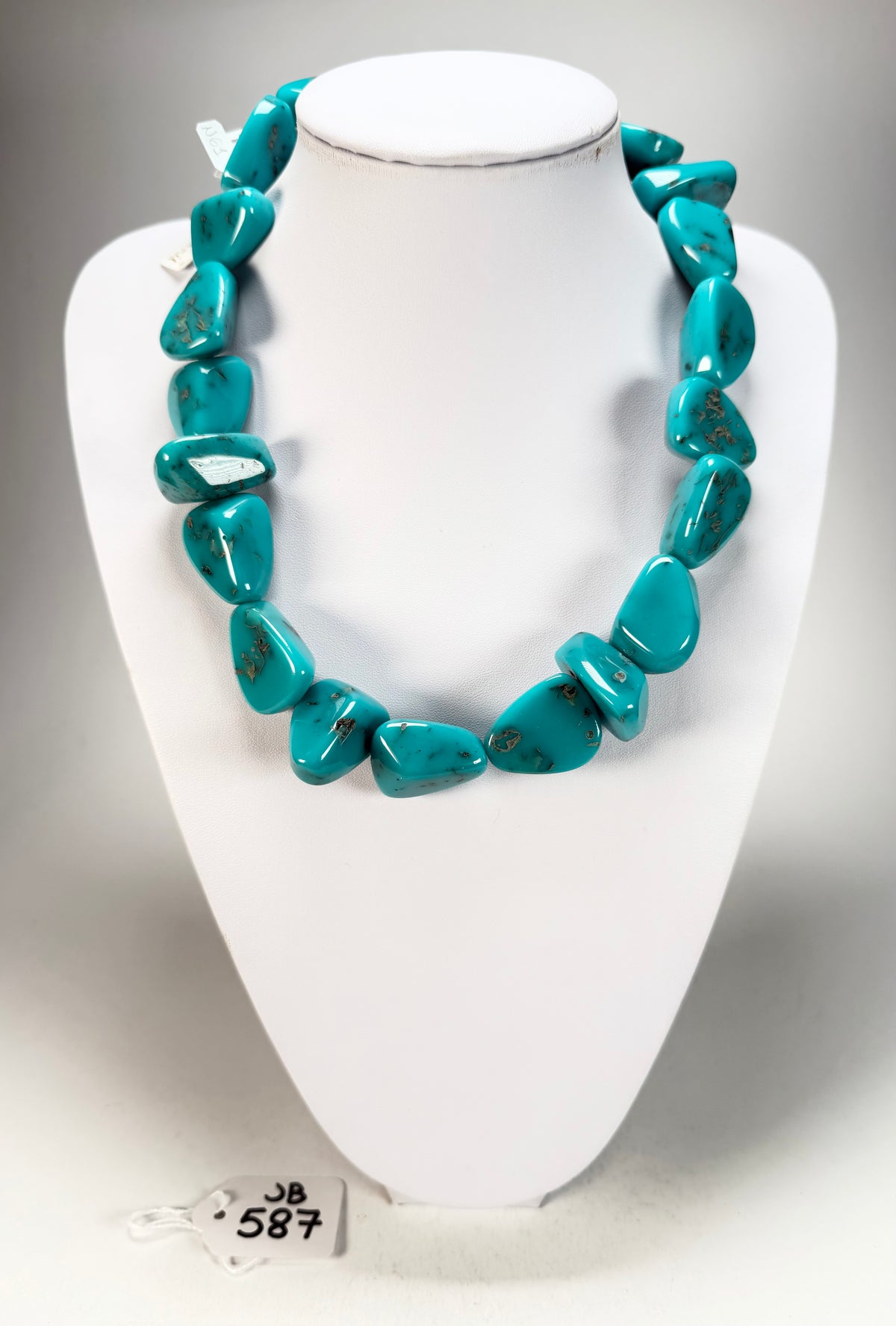 Jackie Brazil "Diamonds" Turquoise Flintstone Bone 55cm Necklace ( N0061 )