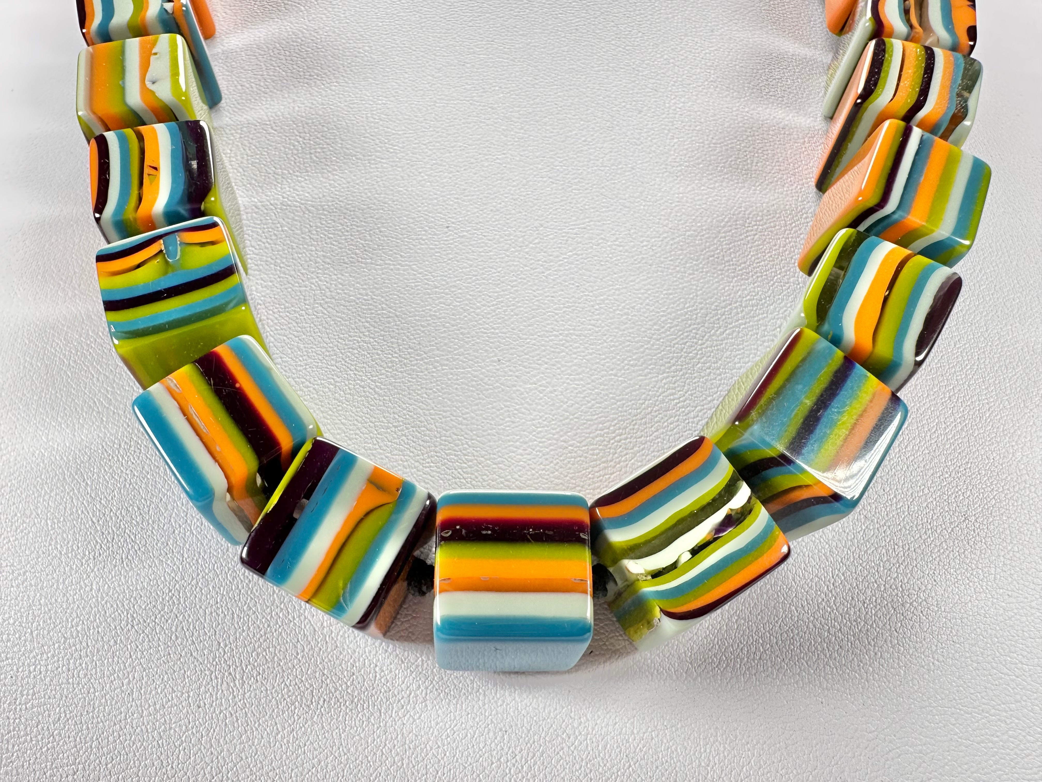 Jackie Brazil "POP" Liquorice Winter Mix Small Cubes 65cm Necklace ( N0046 )