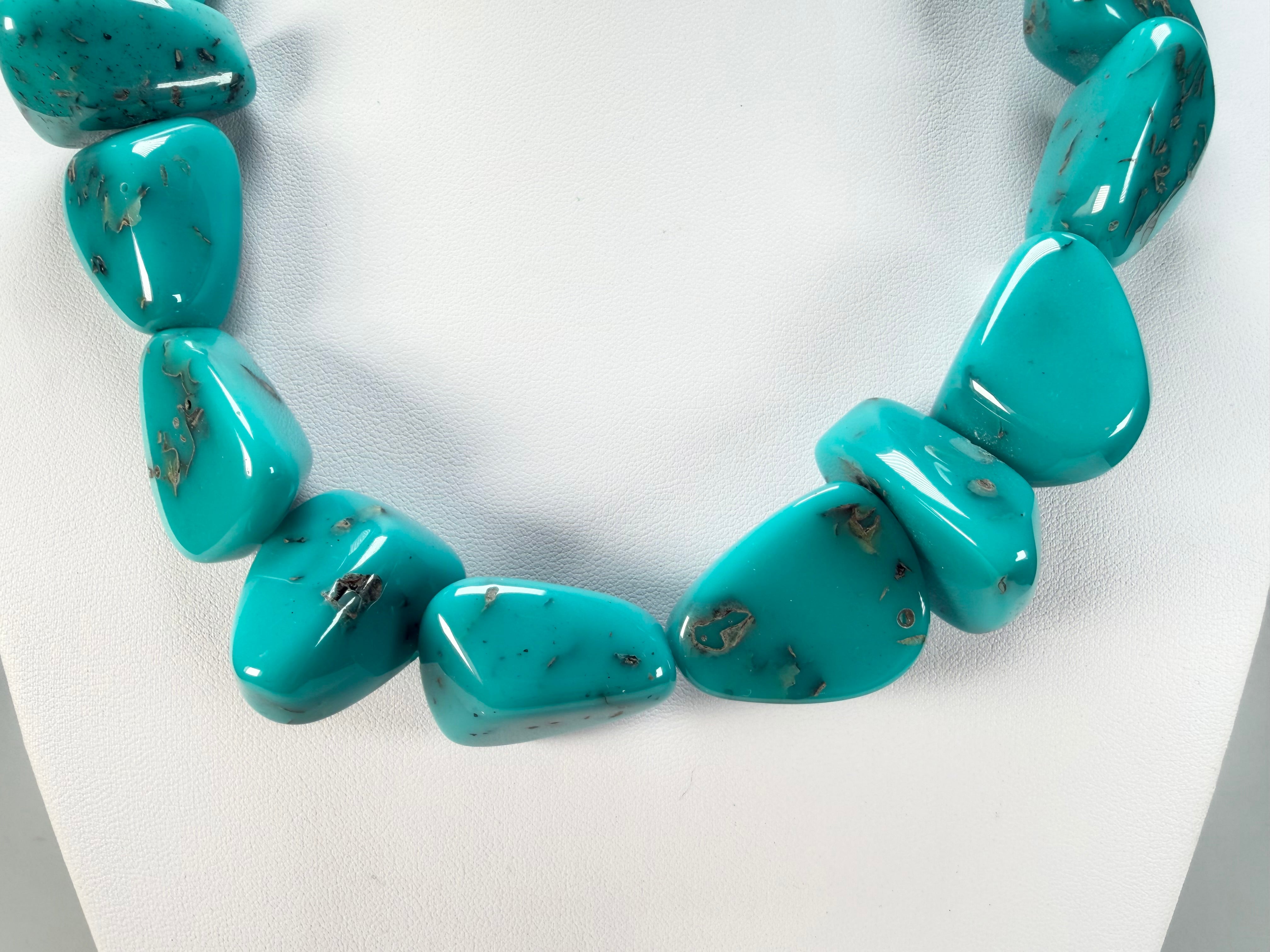 Jackie Brazil "Diamonds" Turquoise Flintstone Bone 55cm Necklace ( N0061 )