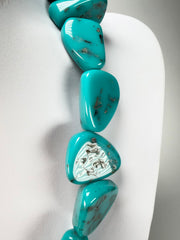 Jackie Brazil "Diamonds" Turquoise Flintstone Bone 55cm Necklace ( N0061 )