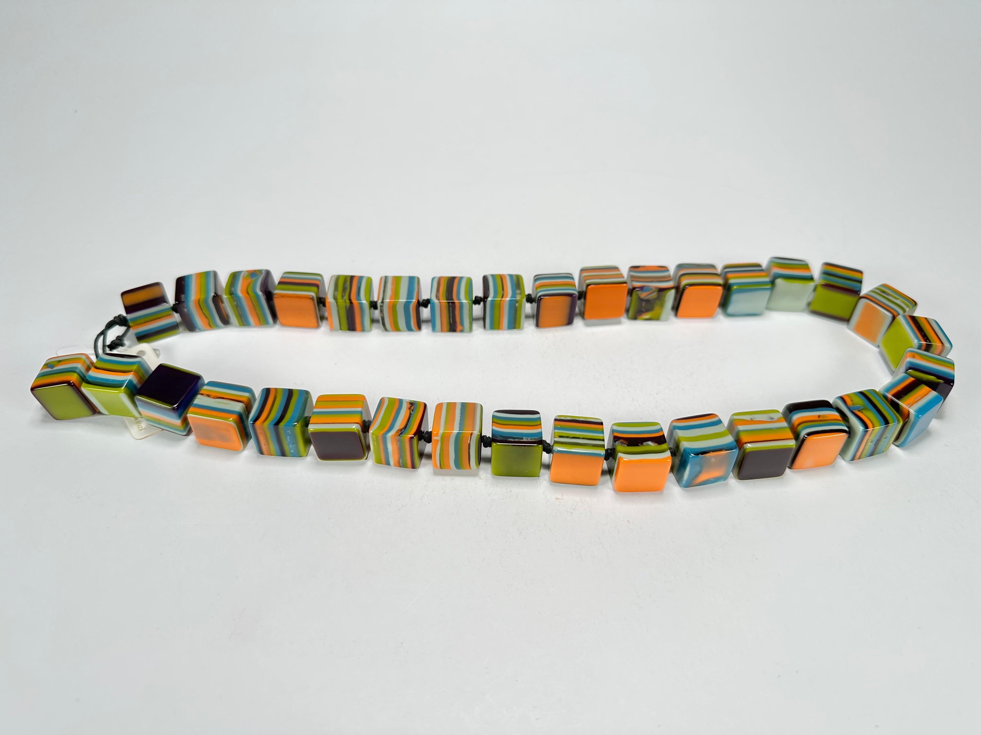 Jackie Brazil "POP" Liquorice Winter Mix Small Cubes 65cm Necklace ( N0046 )