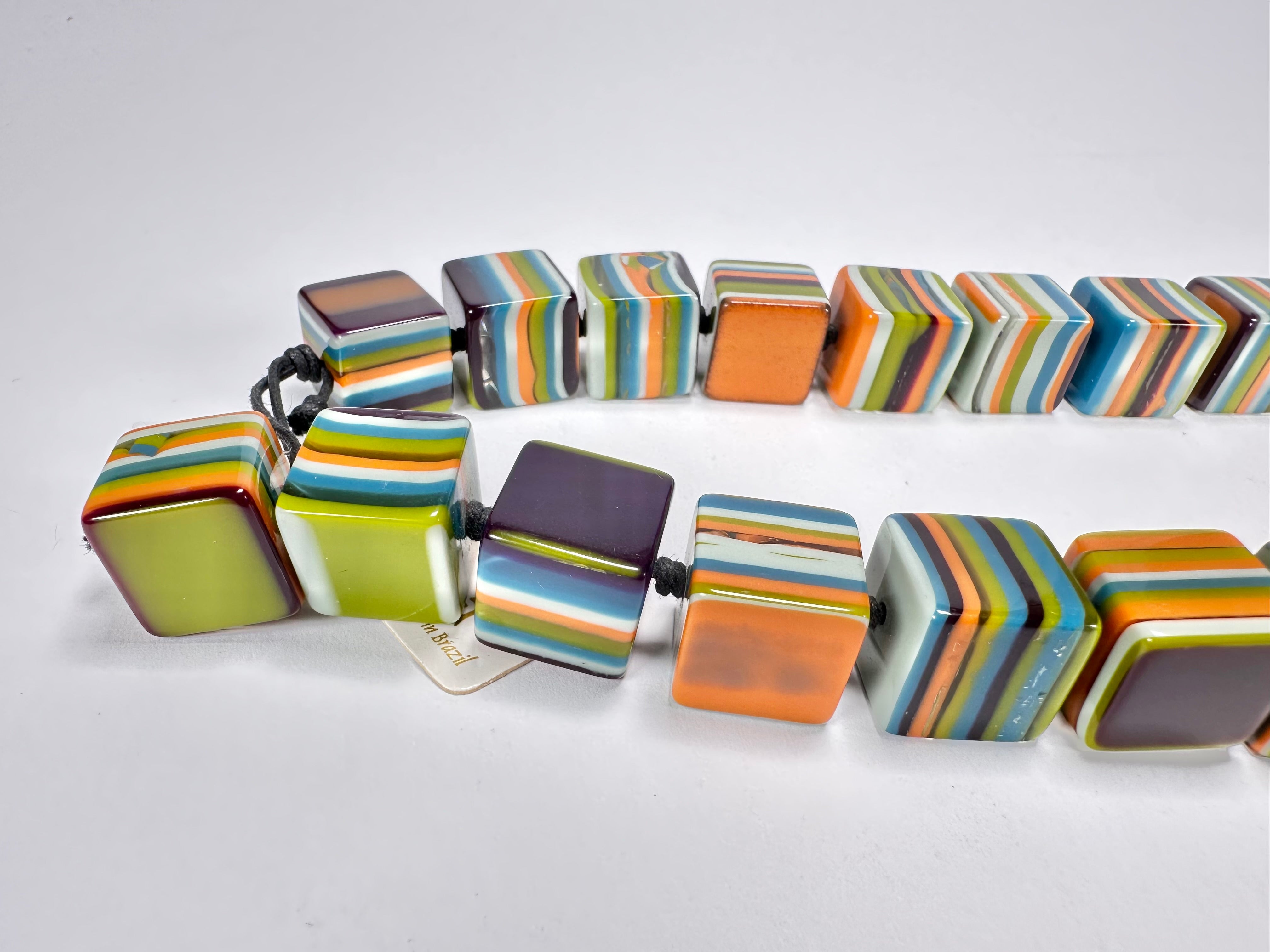 Jackie Brazil "POP" Liquorice Winter Mix Small Cubes 65cm Necklace ( N0046 )
