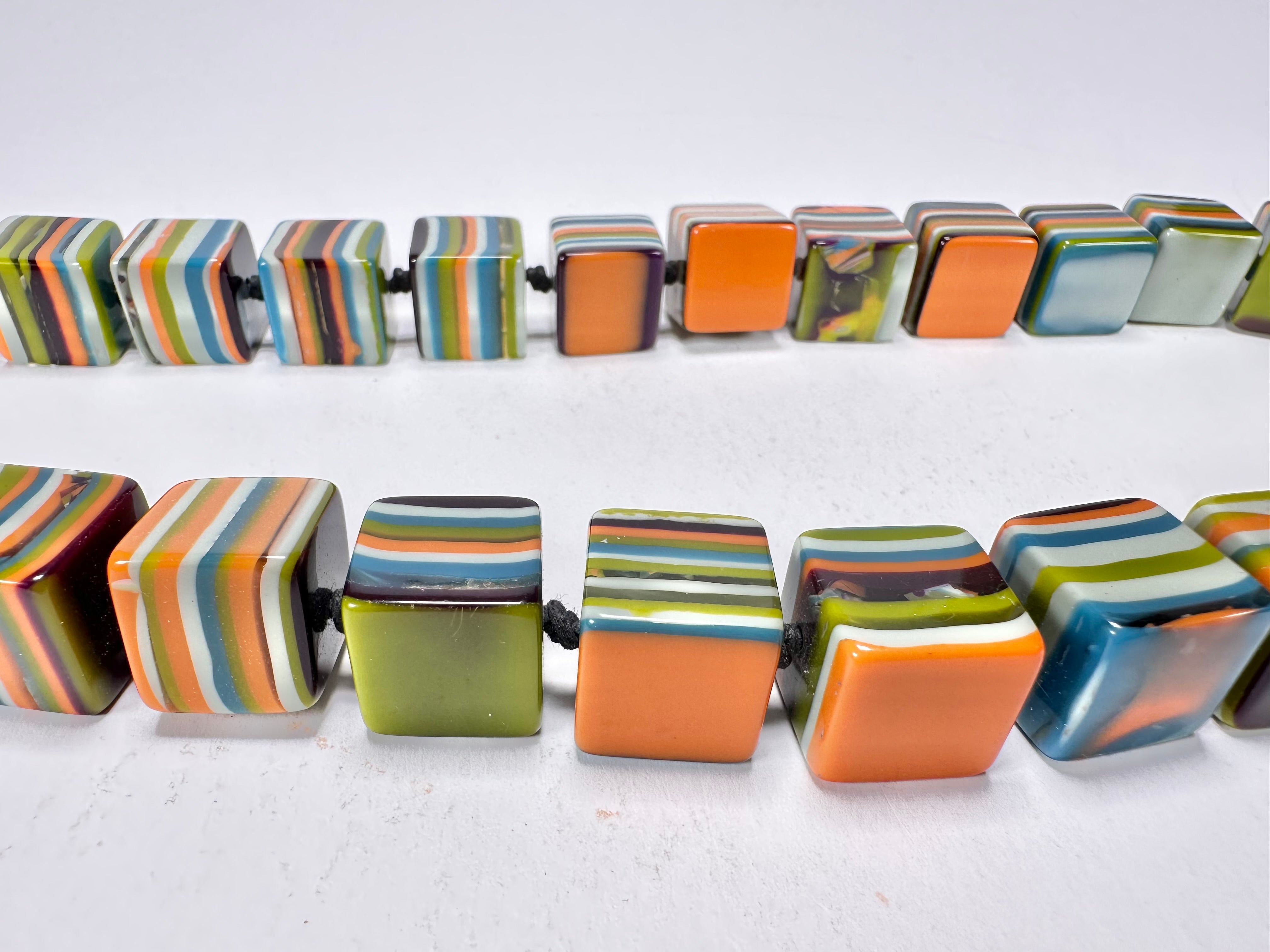Jackie Brazil "POP" Liquorice Winter Mix Small Cubes 65cm Necklace ( N0046 )