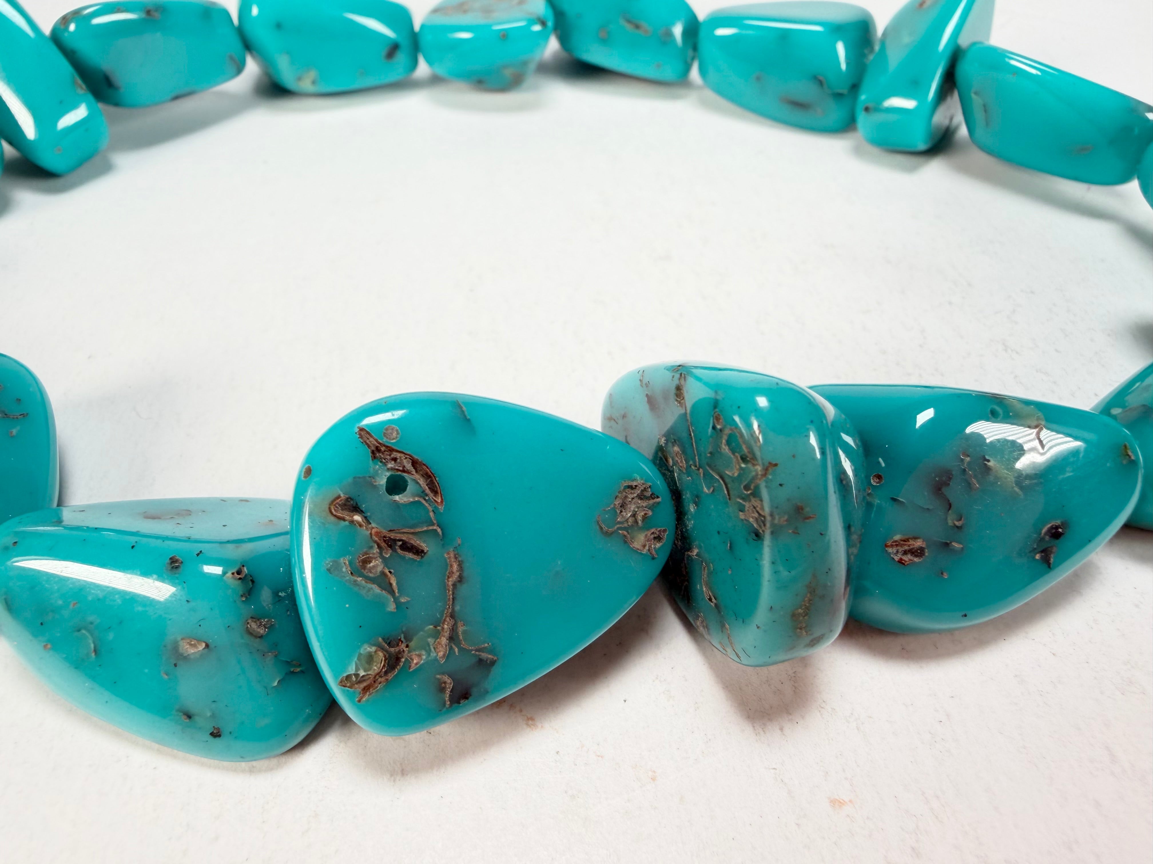 Jackie Brazil "Diamonds" Turquoise Flintstone Bone 55cm Necklace ( N0061 )