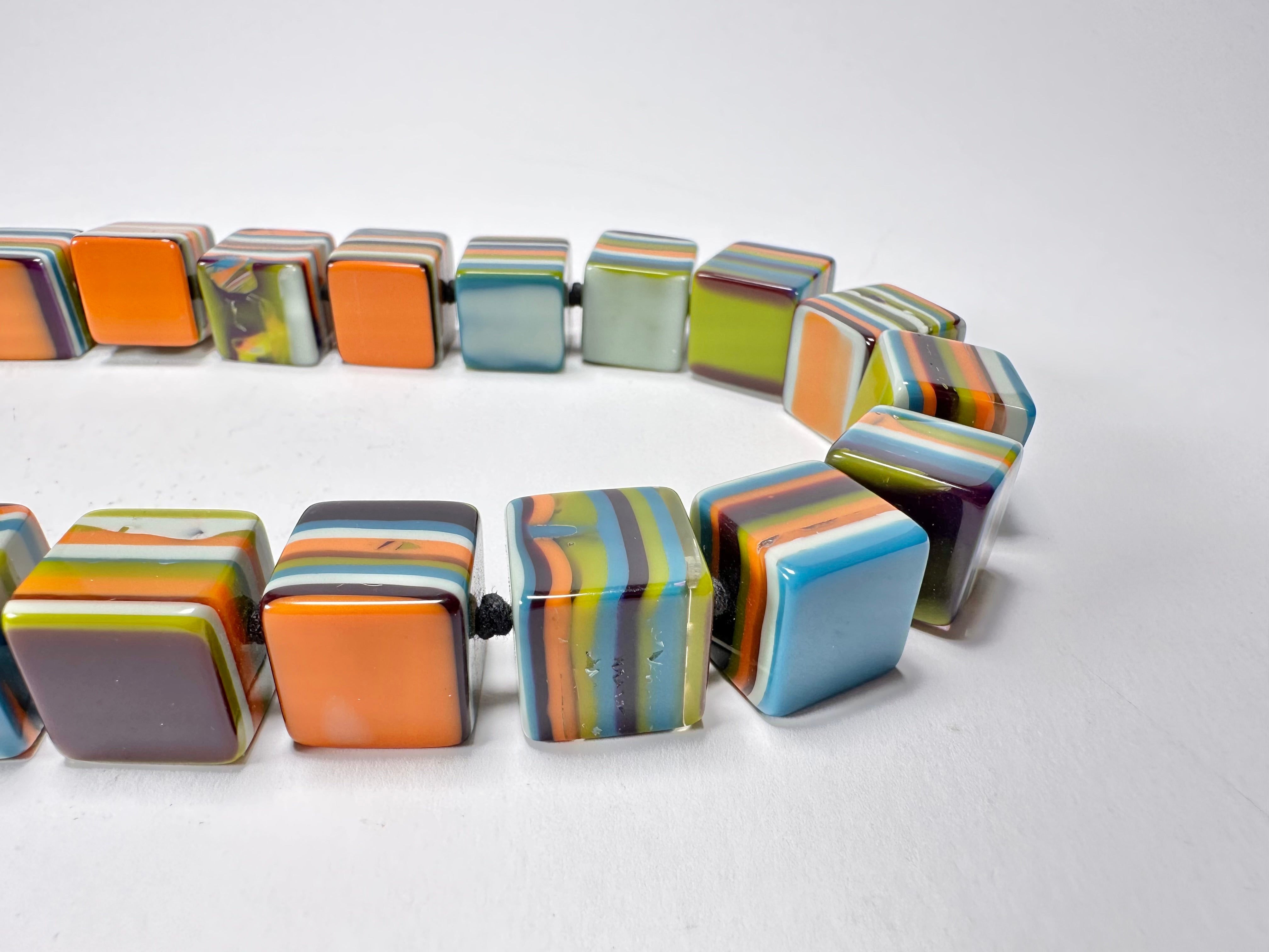 Jackie Brazil "POP" Liquorice Winter Mix Small Cubes 65cm Necklace ( N0046 )