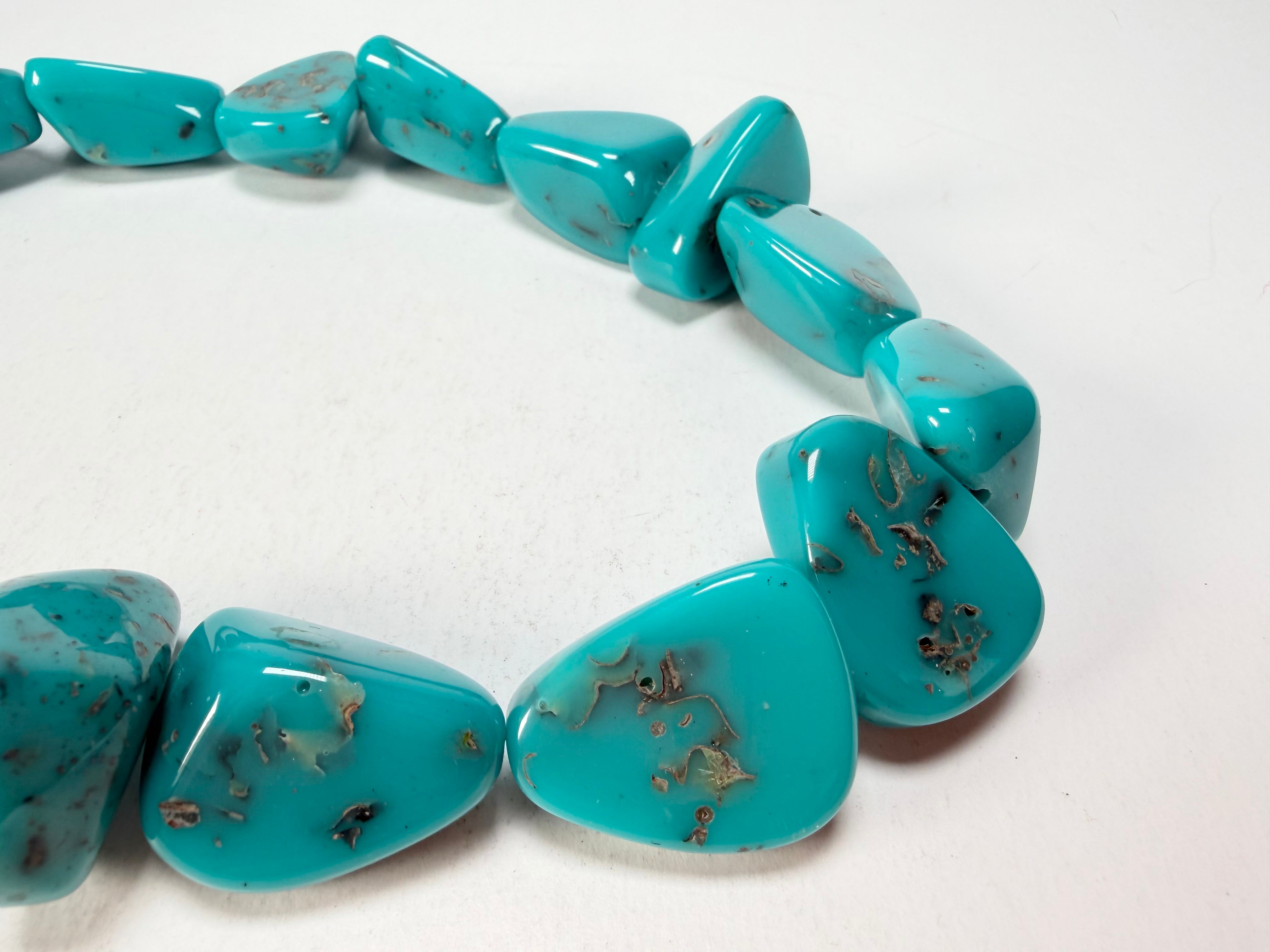 Jackie Brazil "Diamonds" Turquoise Flintstone Bone 55cm Necklace ( N0061 )