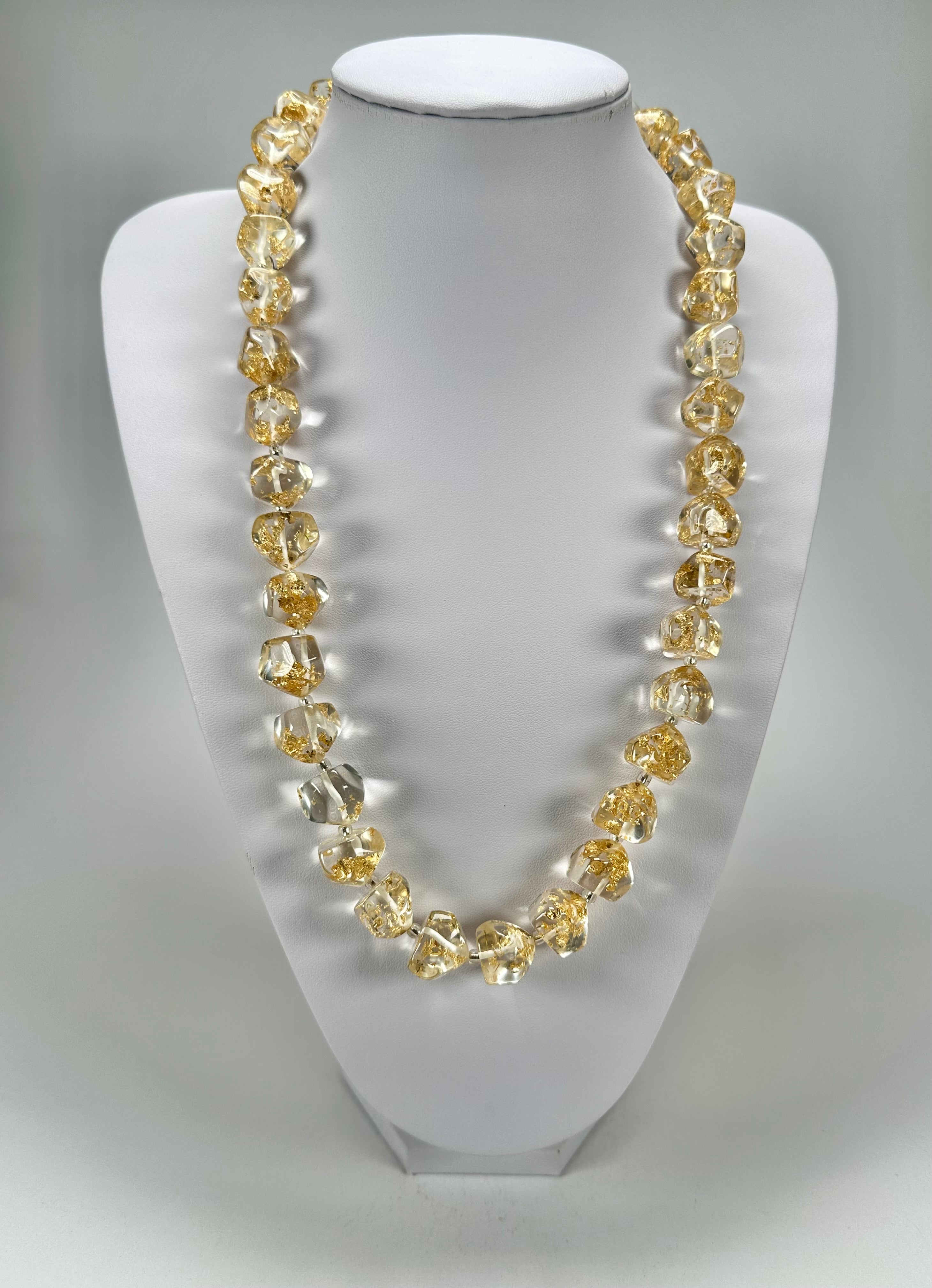 Jackie Brazil "Camille" Gold Flakes Small Stones 70cm Necklace ( N0075 )