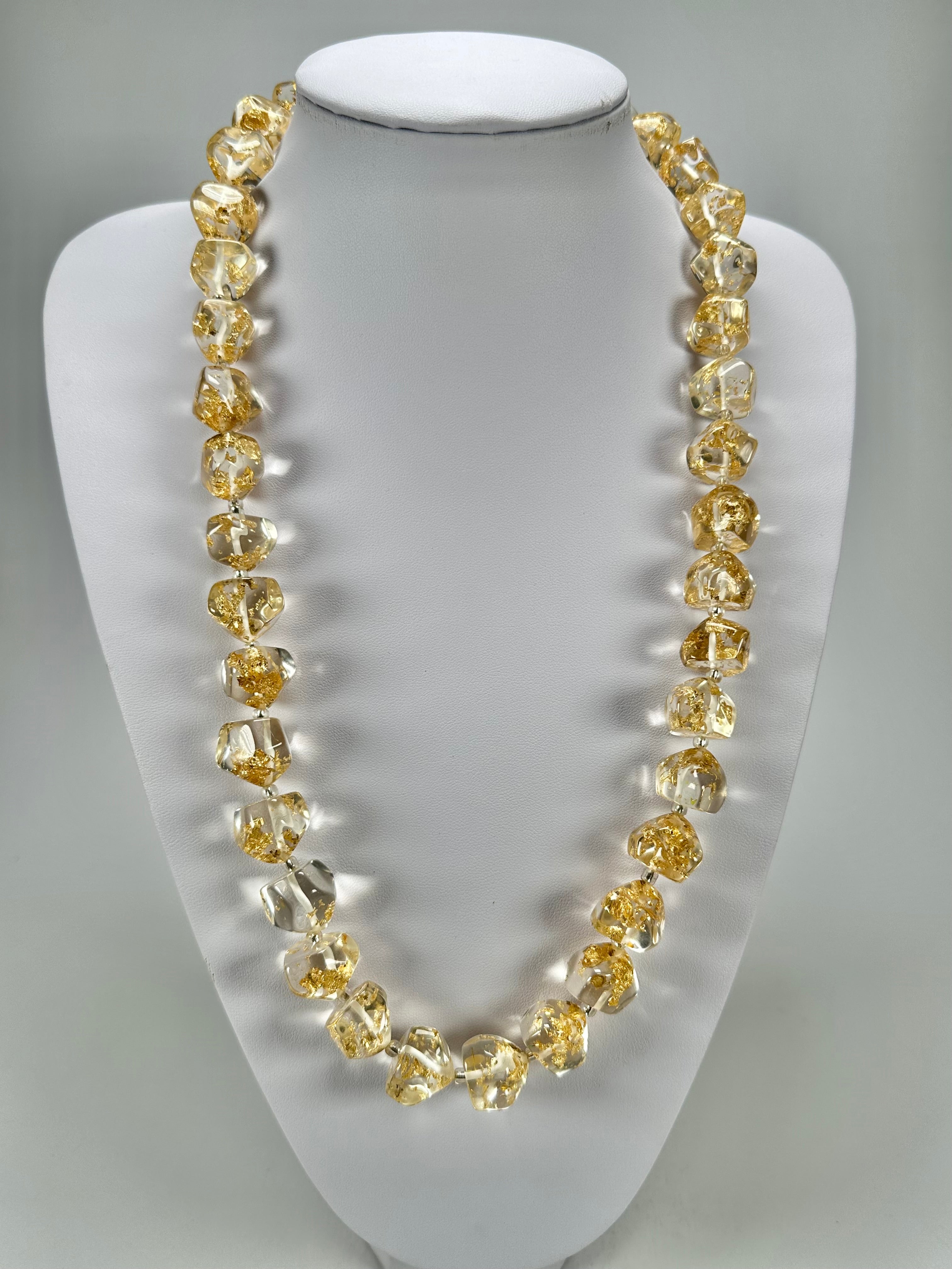 Jackie Brazil "Camille" Gold Flakes Small Stones 70cm Necklace ( N0075 )