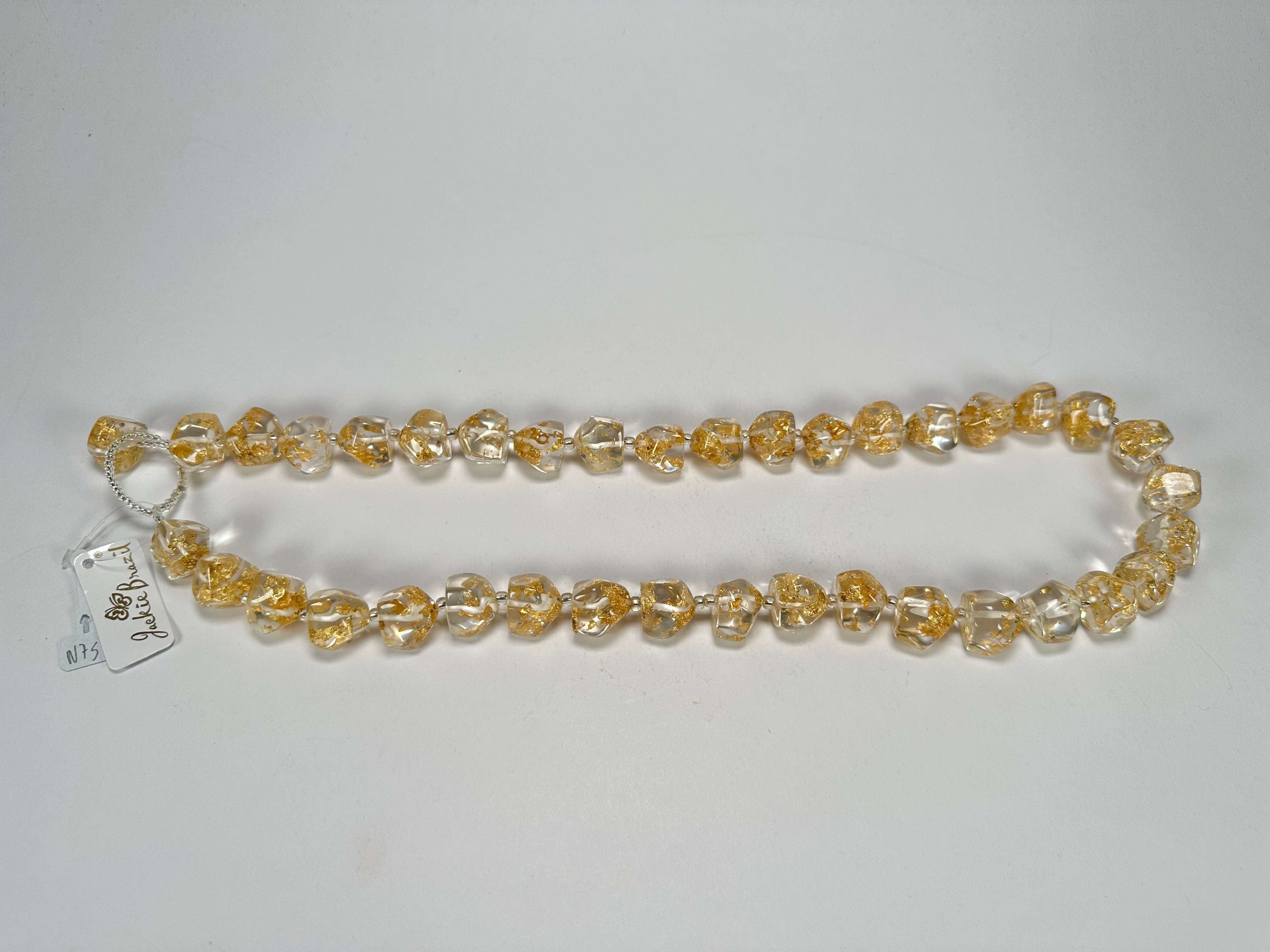 Jackie Brazil "Camille" Gold Flakes Small Stones 70cm Necklace ( N0075 )