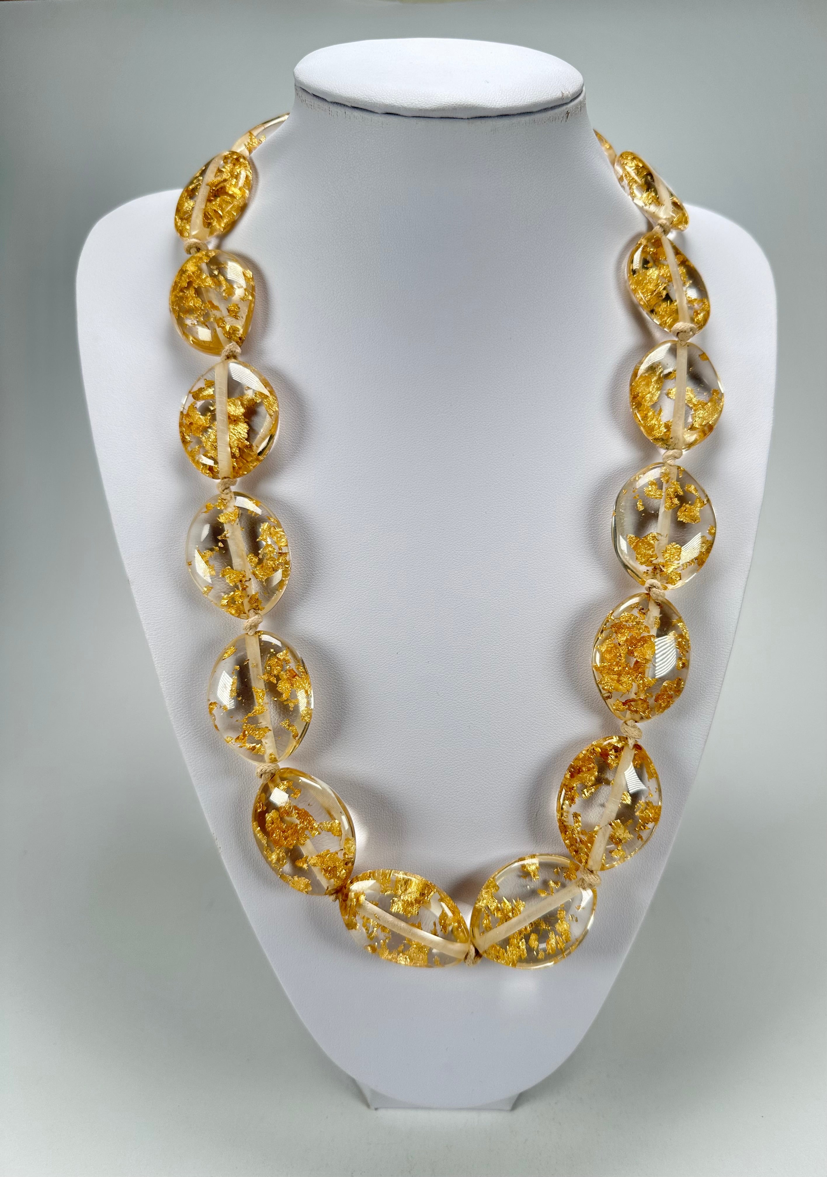 Jackie Brazil "Kathy" Gold Flakes Small Riverstones 70cm Necklace ( N3750 )