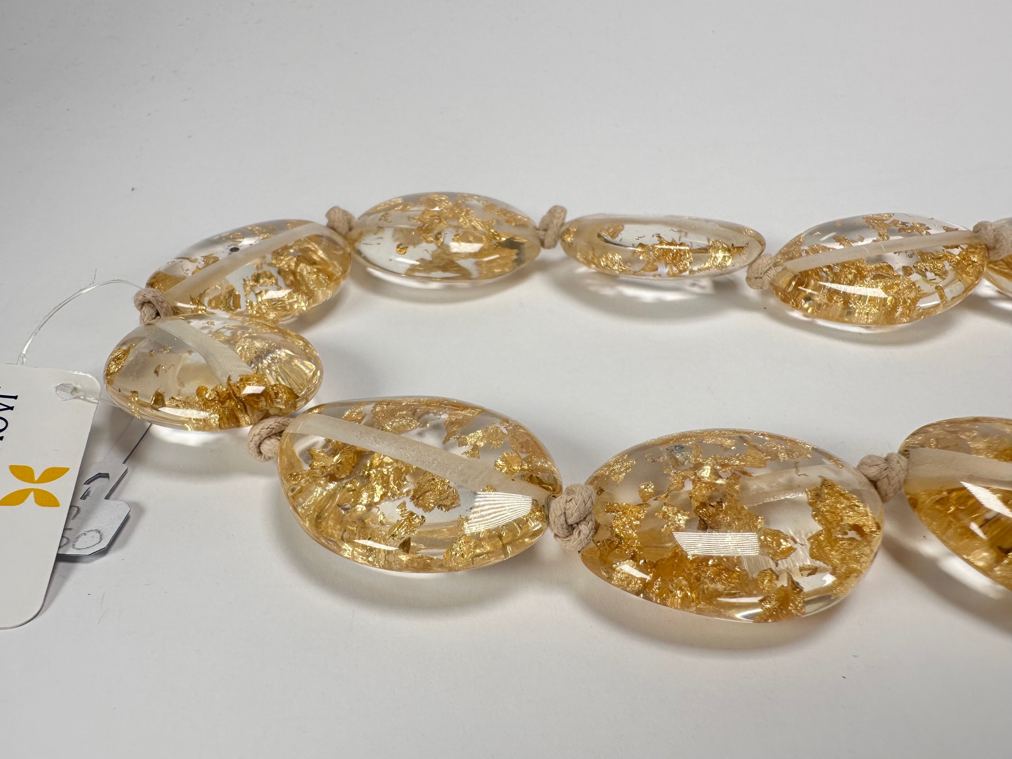 Jackie Brazil "Kathy" Gold Flakes Small Riverstones 70cm Necklace ( N3750 )
