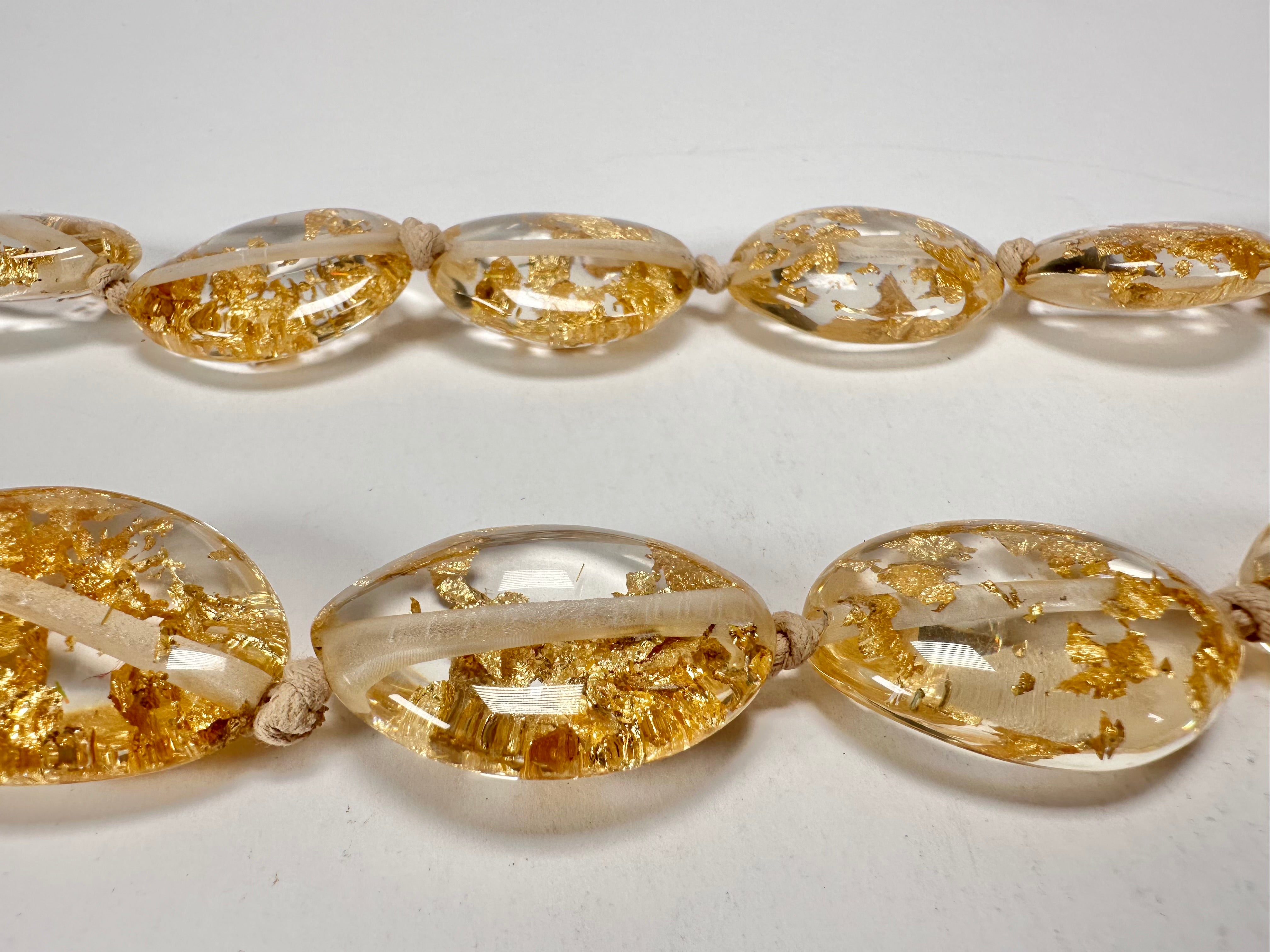 Jackie Brazil "Kathy" Gold Flakes Small Riverstones 70cm Necklace ( N3750 )