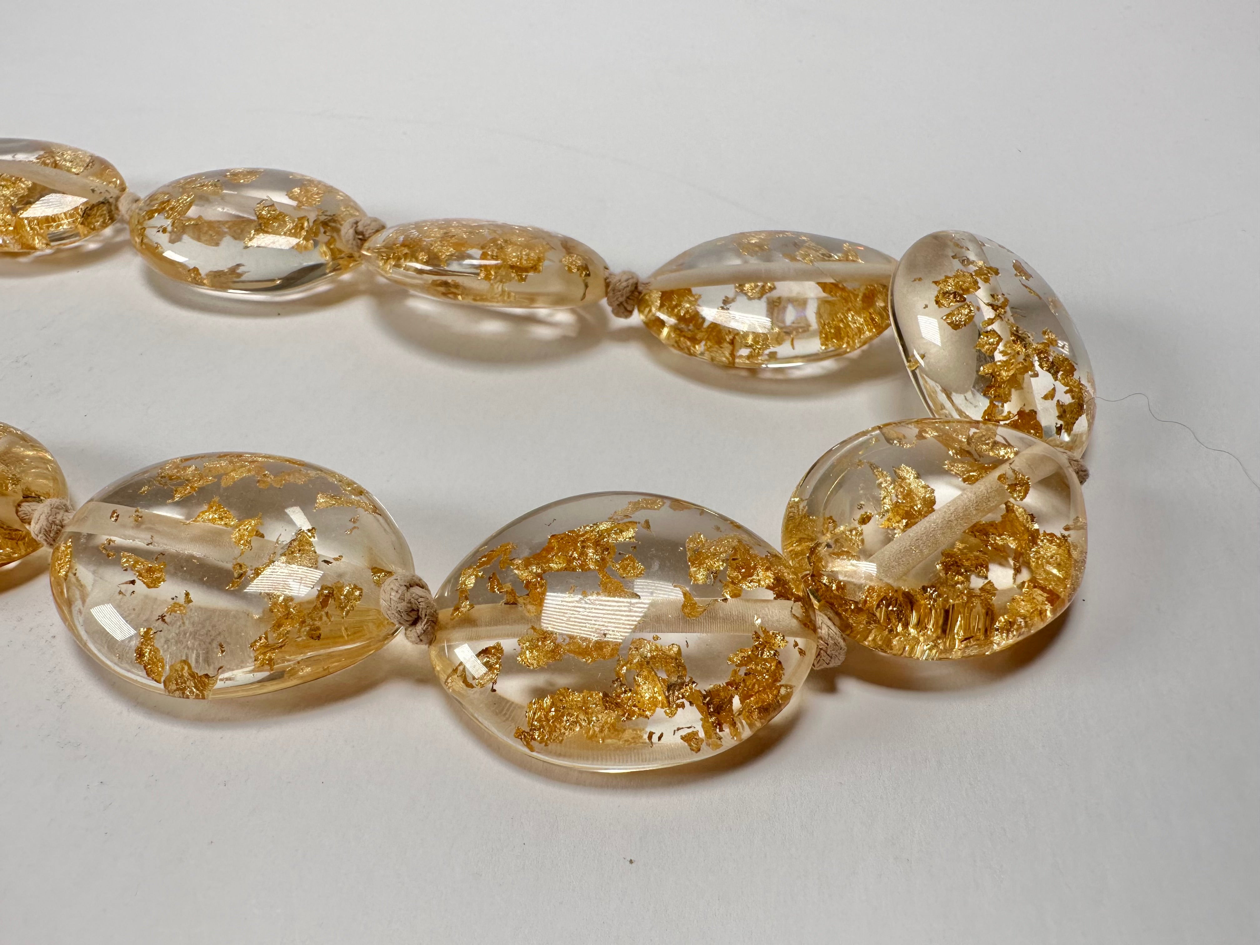 Jackie Brazil "Kathy" Gold Flakes Small Riverstones 70cm Necklace ( N3750 )