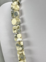 Jackie Brazil "Carlo Spotted Cubes" Cream Mix Spots Resin Necklace 50cm ( N1396 )