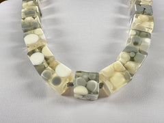 Jackie Brazil "Carlo Spotted Cubes" Cream Mix Spots Resin Necklace 50cm ( N1396 )