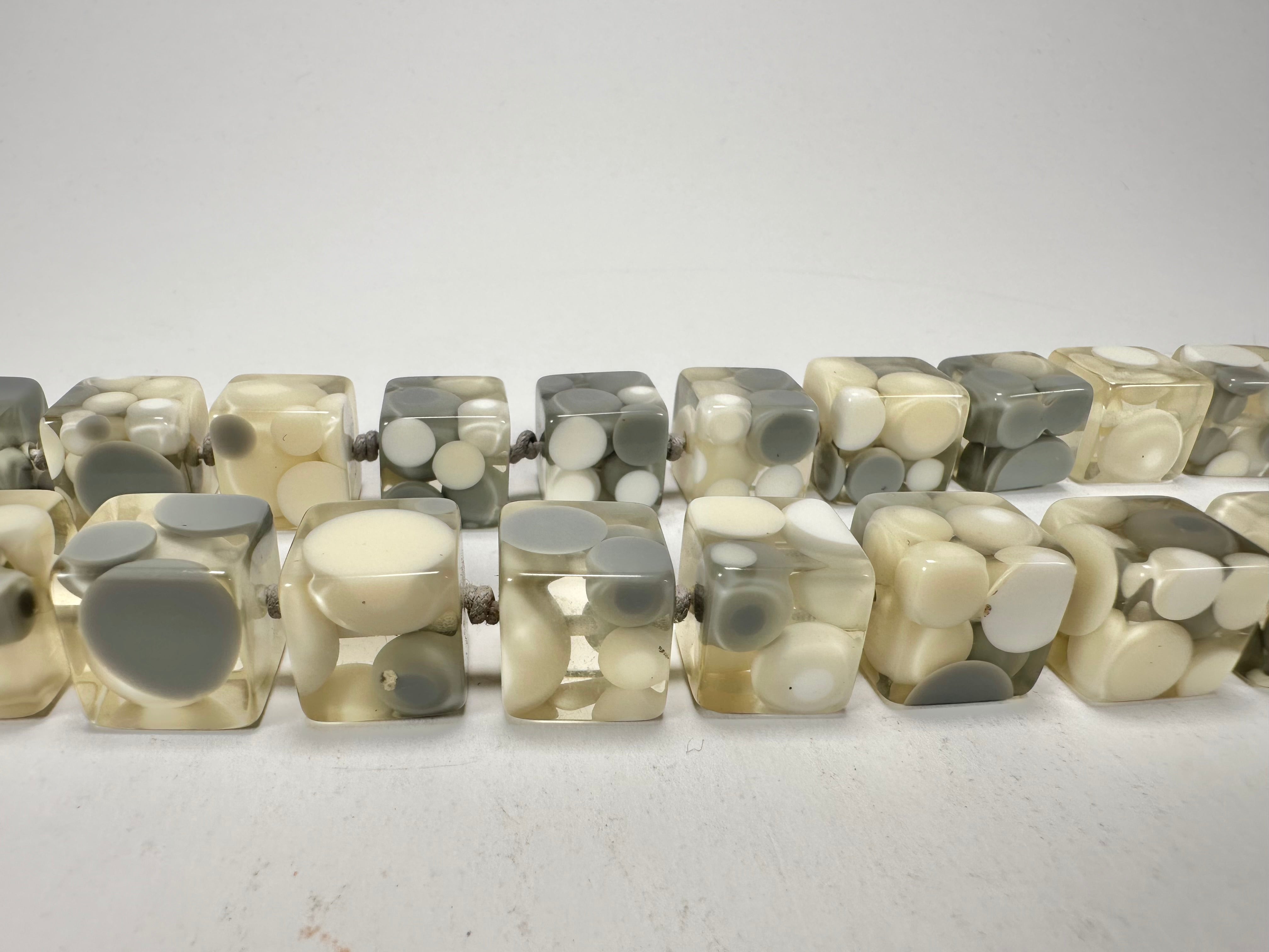 Jackie Brazil "Carlo Spotted Cubes" Cream Mix Spots Resin Necklace 50cm ( N1396 )