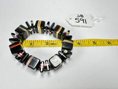 Jackie Brazil "Bar Code" Black & Liquorice Mix Squares Resin Bracelet ( B2201 )